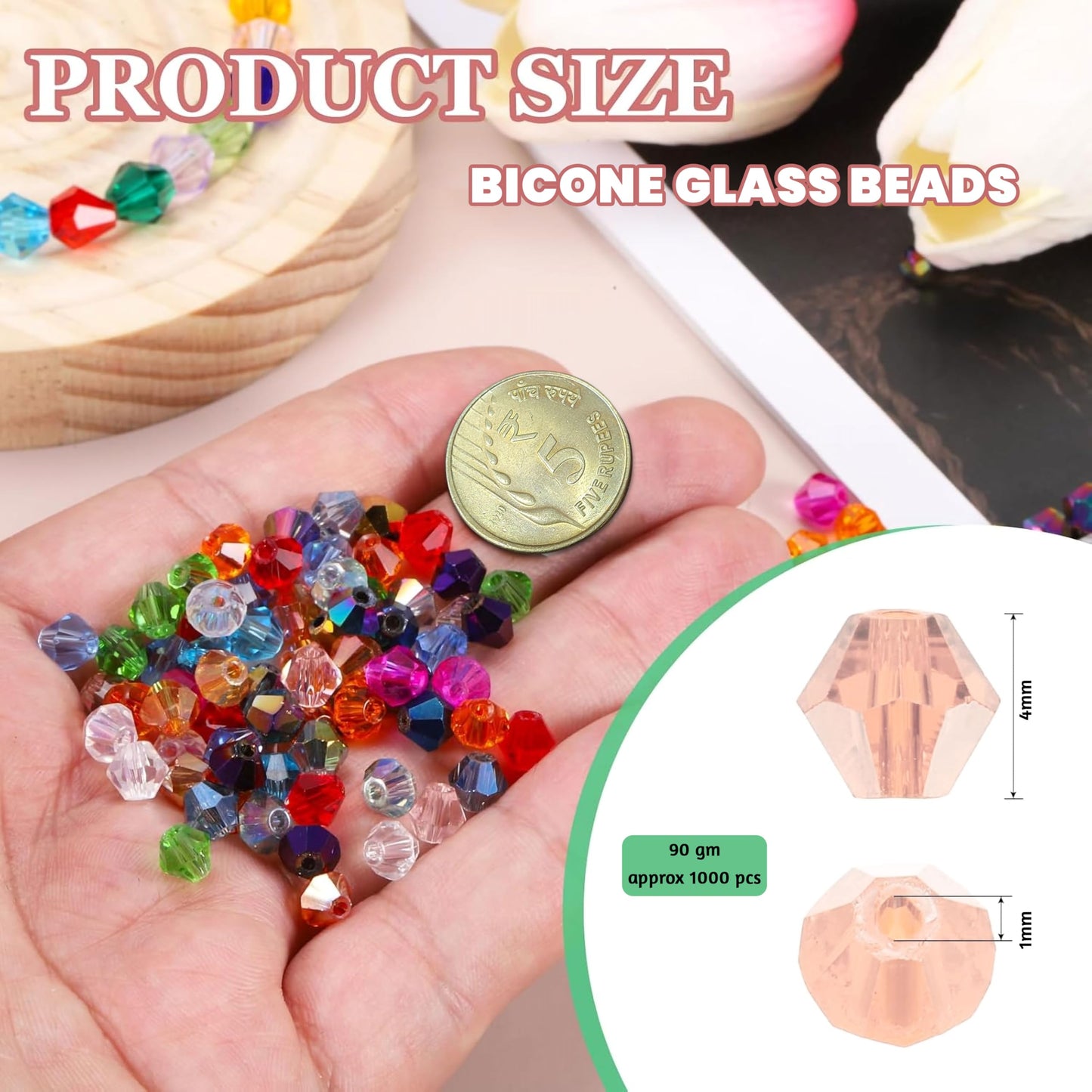 Light Pink Multicolor Kundan Stones for Embroidery and Jewelry. Close-up image showing color, shape, finish, and texture details.
