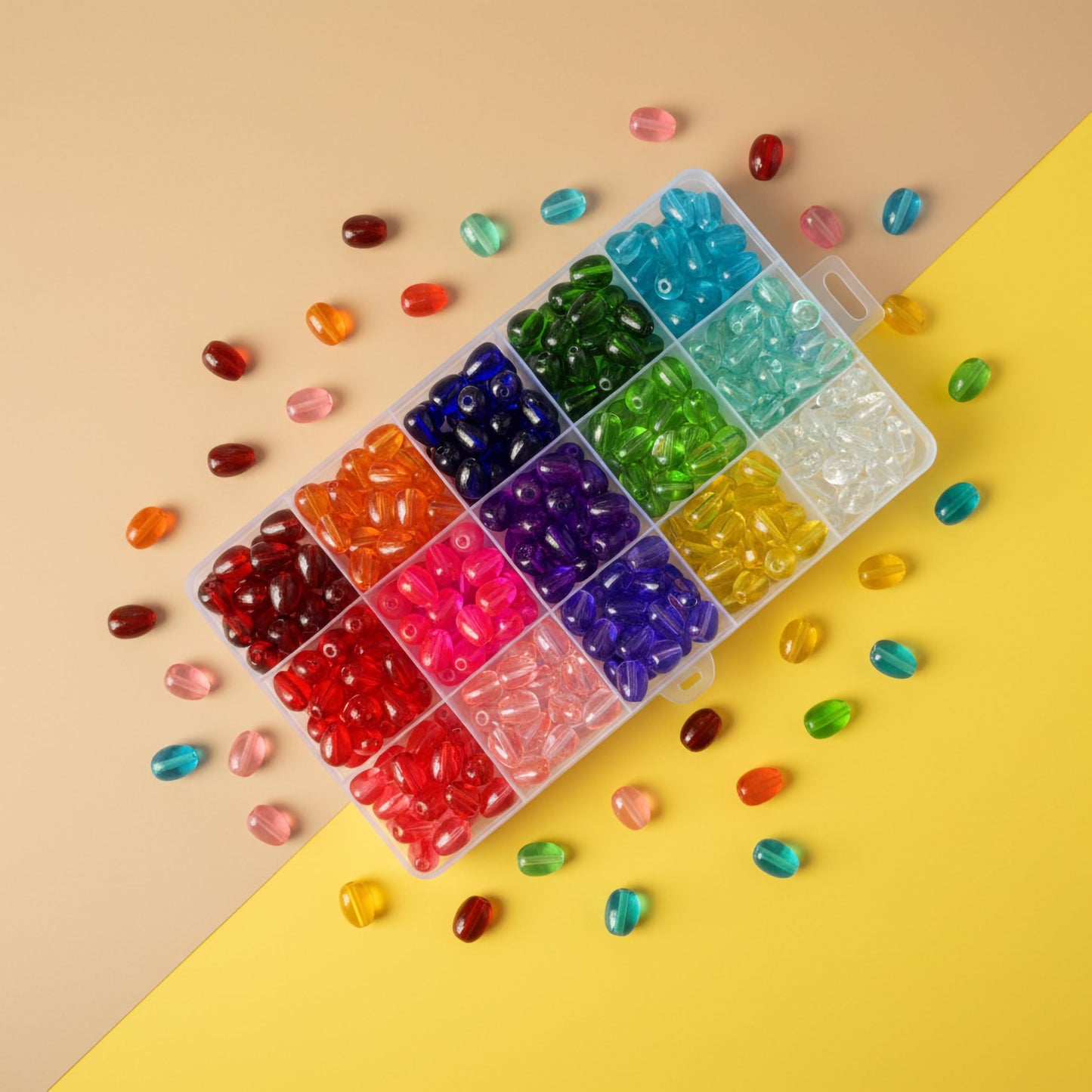 Create detailed DIY jewelry projects and bracelet making using assorted glossy crystal-style bead pieces.