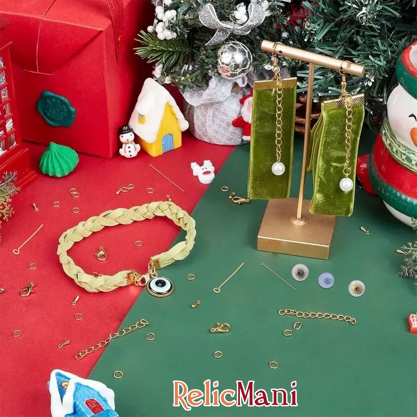Findings + tools and gold metal and plastic jewellery making kit are useful for detailed work in bracelet making and craft classes.