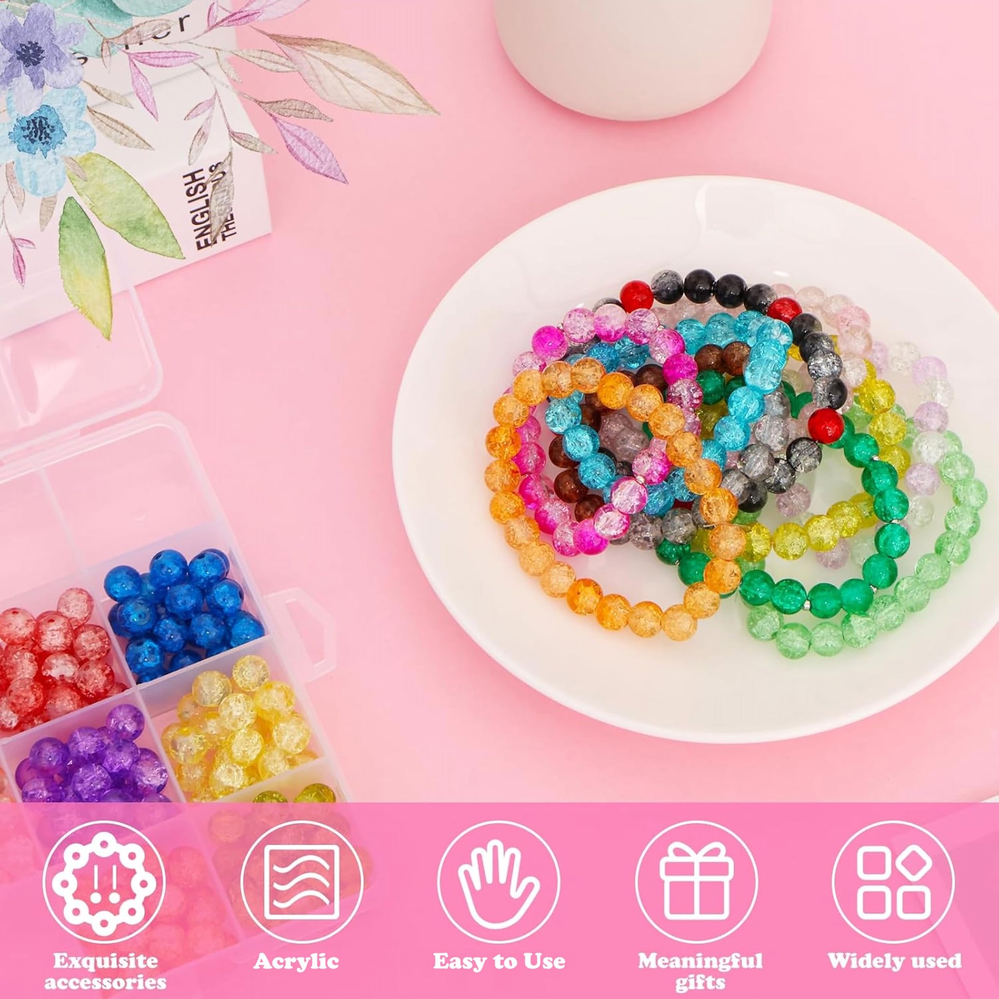 Multicolor Evil Eye Beads Box for Bracelet and Jewelry Making. Detailed product image showing size, surface, and material quality.