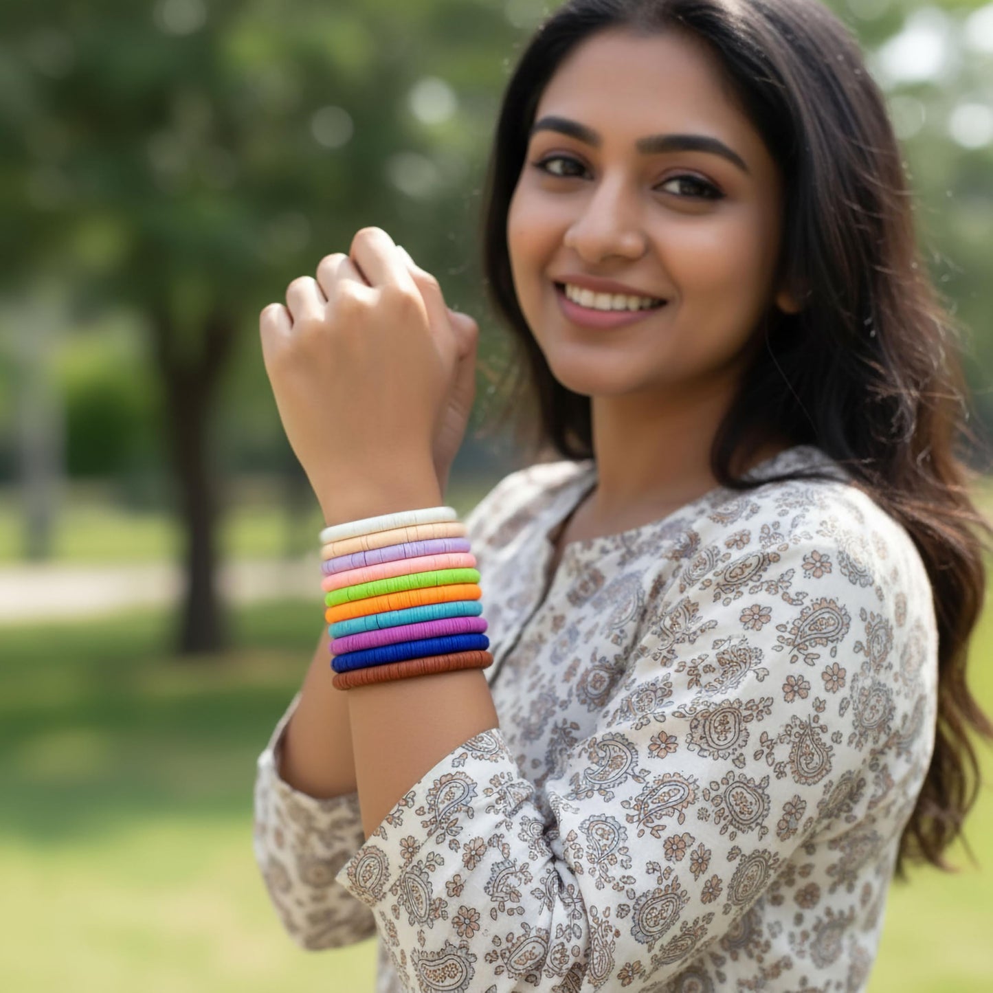Preppy Heishi Surfer Bracelet Set for Teenage Girls Multicolour 12 Pcs image 2