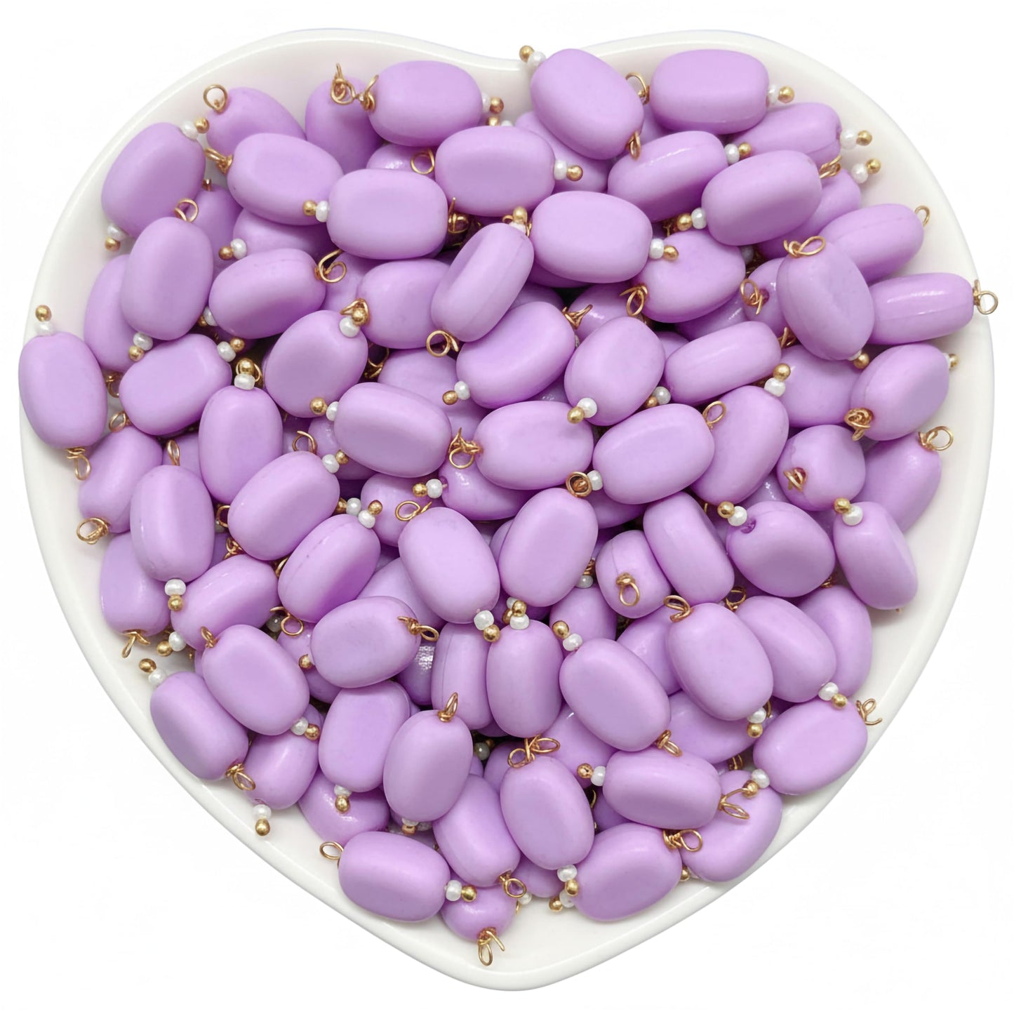 10x7mm lavender glossy smooth oval hangings turn blouse latkans into more expressive craft work.