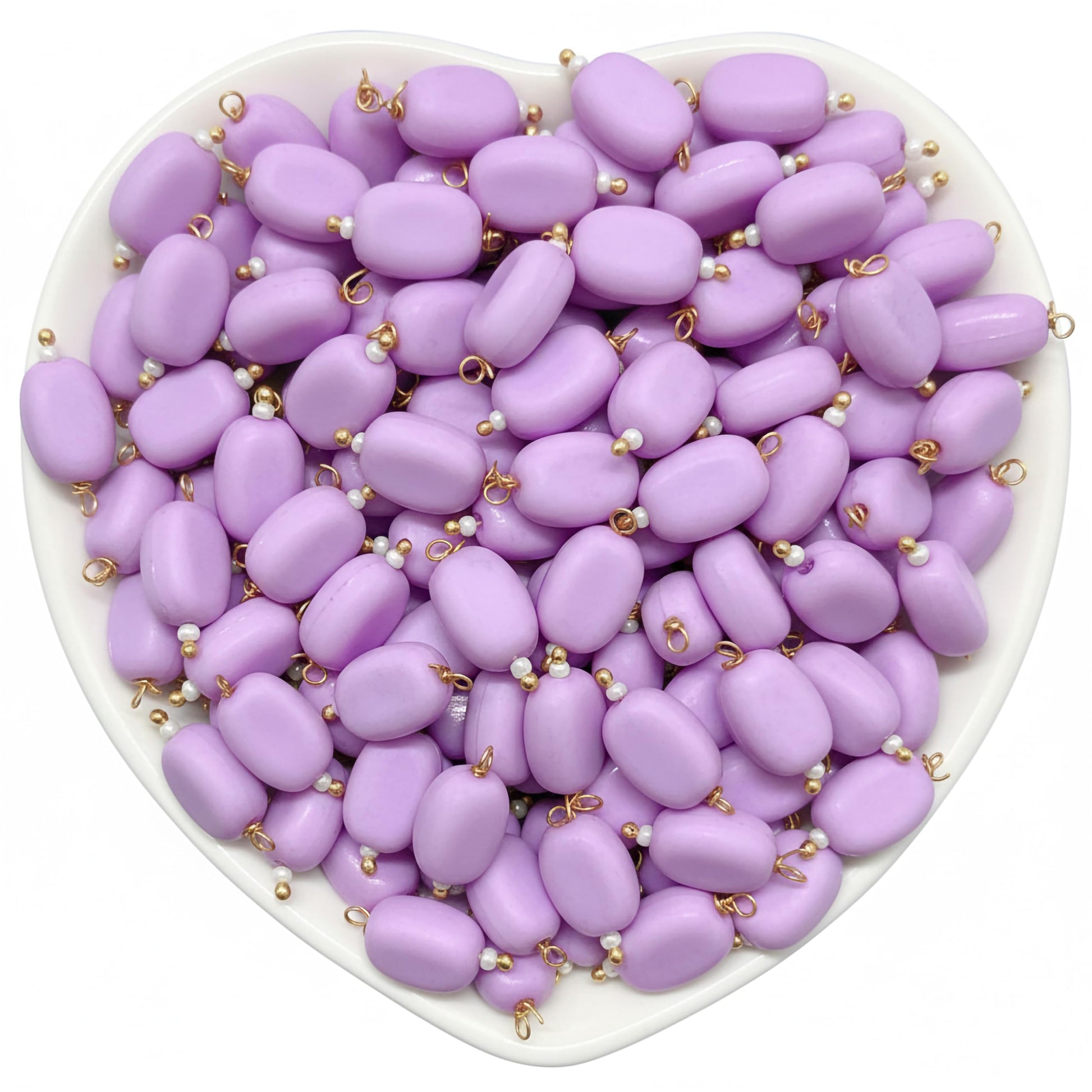 10x7mm lavender glossy smooth oval hangings turn blouse latkans into more expressive craft work.