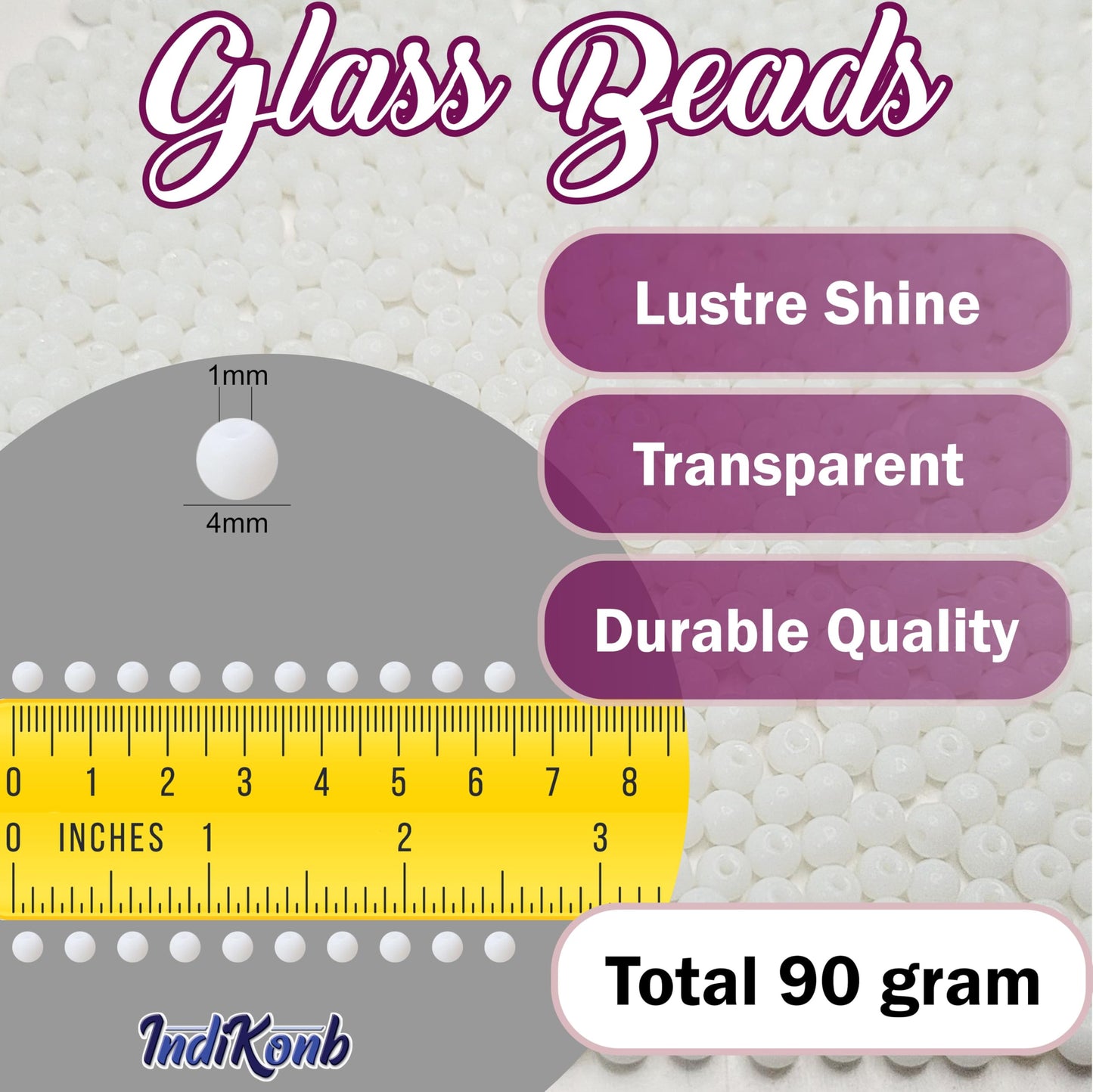 With white and multicolour 4mm beads, necklace making and DIY jewellery projects gets a handmade beadwork accent to handmade projects.