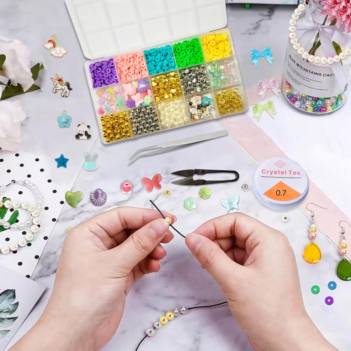 Multicolor Bracelet Making Kit for Girls Age 8-12 Years Old with Acrylic. Additional product image showing more details of the bracelet making kit.
