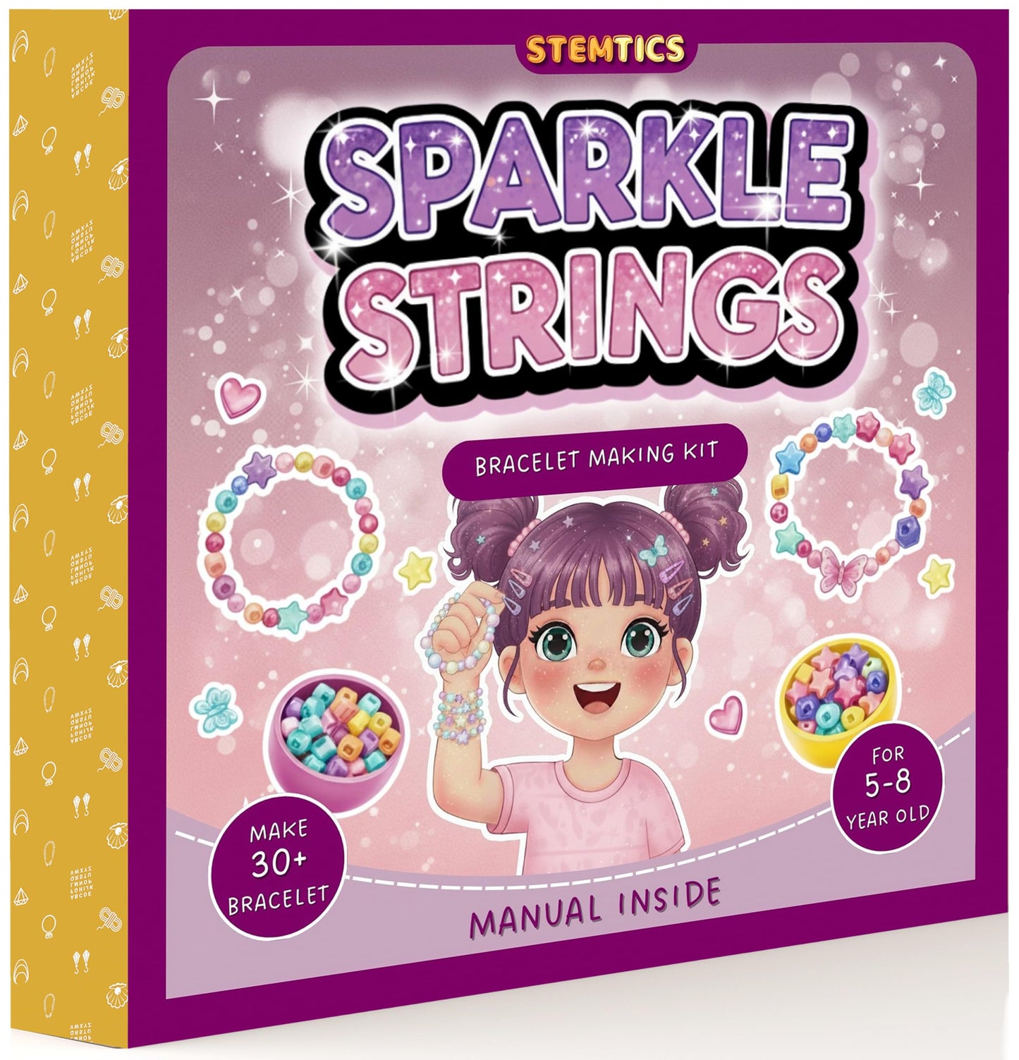 Multicolor Bracelet Making Kit for Girls Age 5-8 Years Old with Beads Acrylic. Close-up image showing color, shape, finish, and texture details.