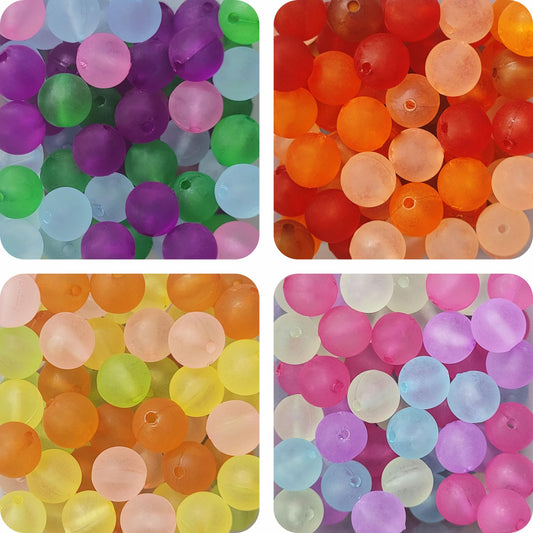 Ice Frost Matte Beads - Multicolour Acrylic (10mm) - 280 pcs