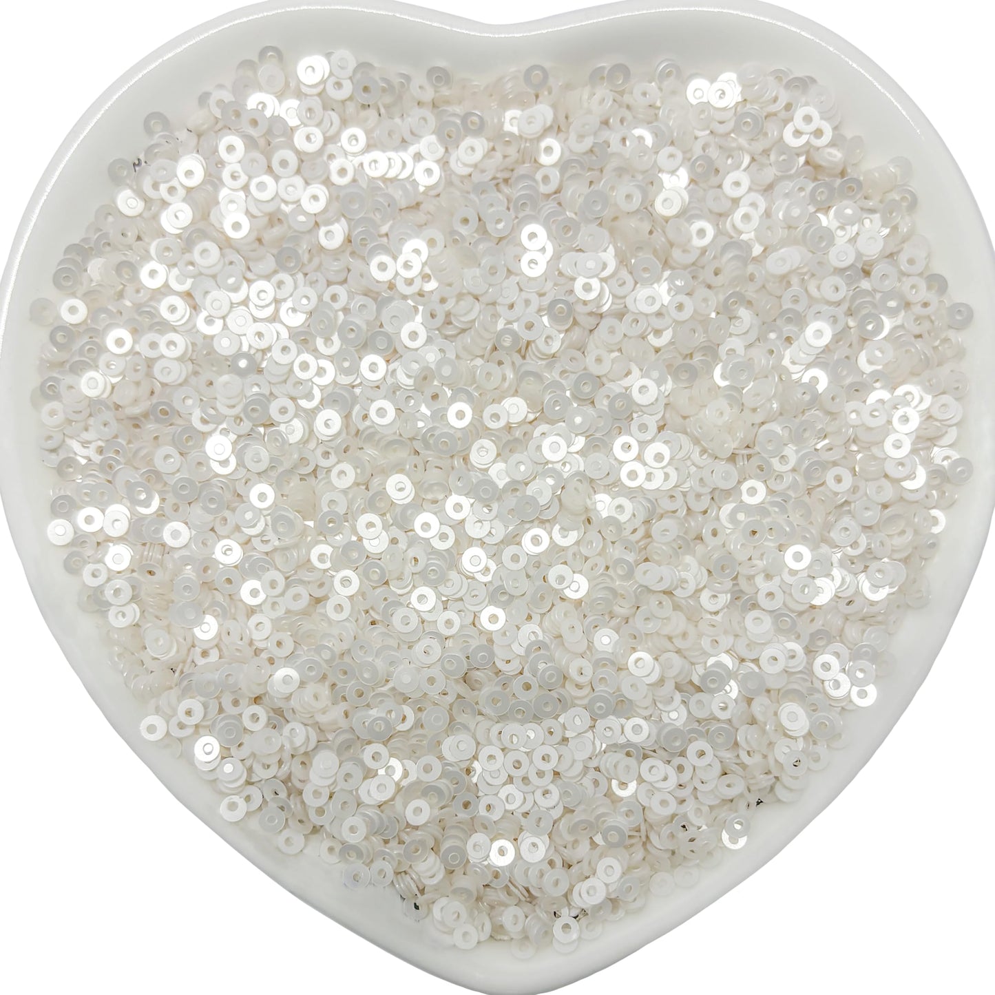 Embroidery Sequins, 2mm Flat Round Sitara, Shimmering Chumki WHITE product image