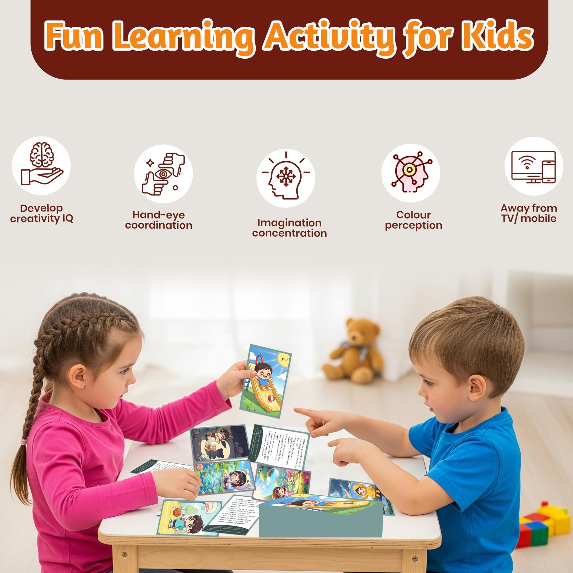 The Big 4 Science Conversation Cards for Kids. Detailed image showing material, texture, and design.
