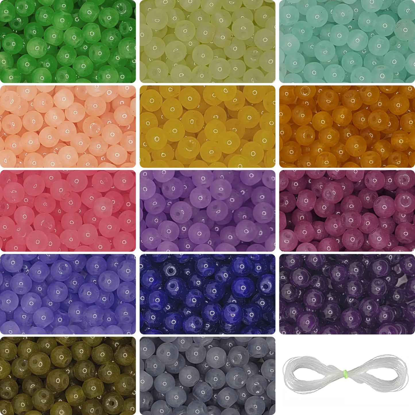 Multicolour and pearl 6mm beads add useful detail to necklace making.