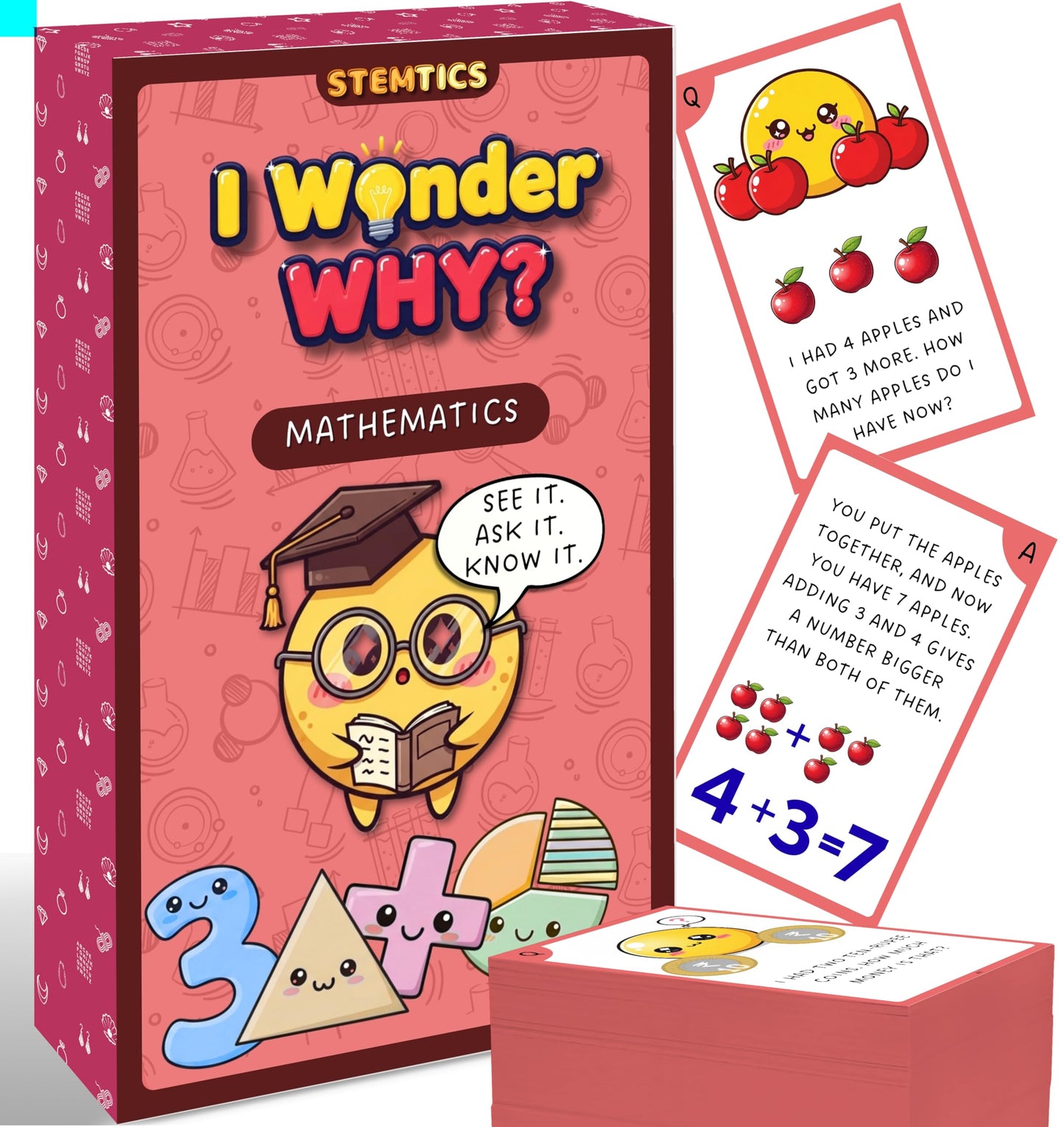Multi-color Mathematics Flash Cards for Kids Set Paper. Main product image showing the full product layout.