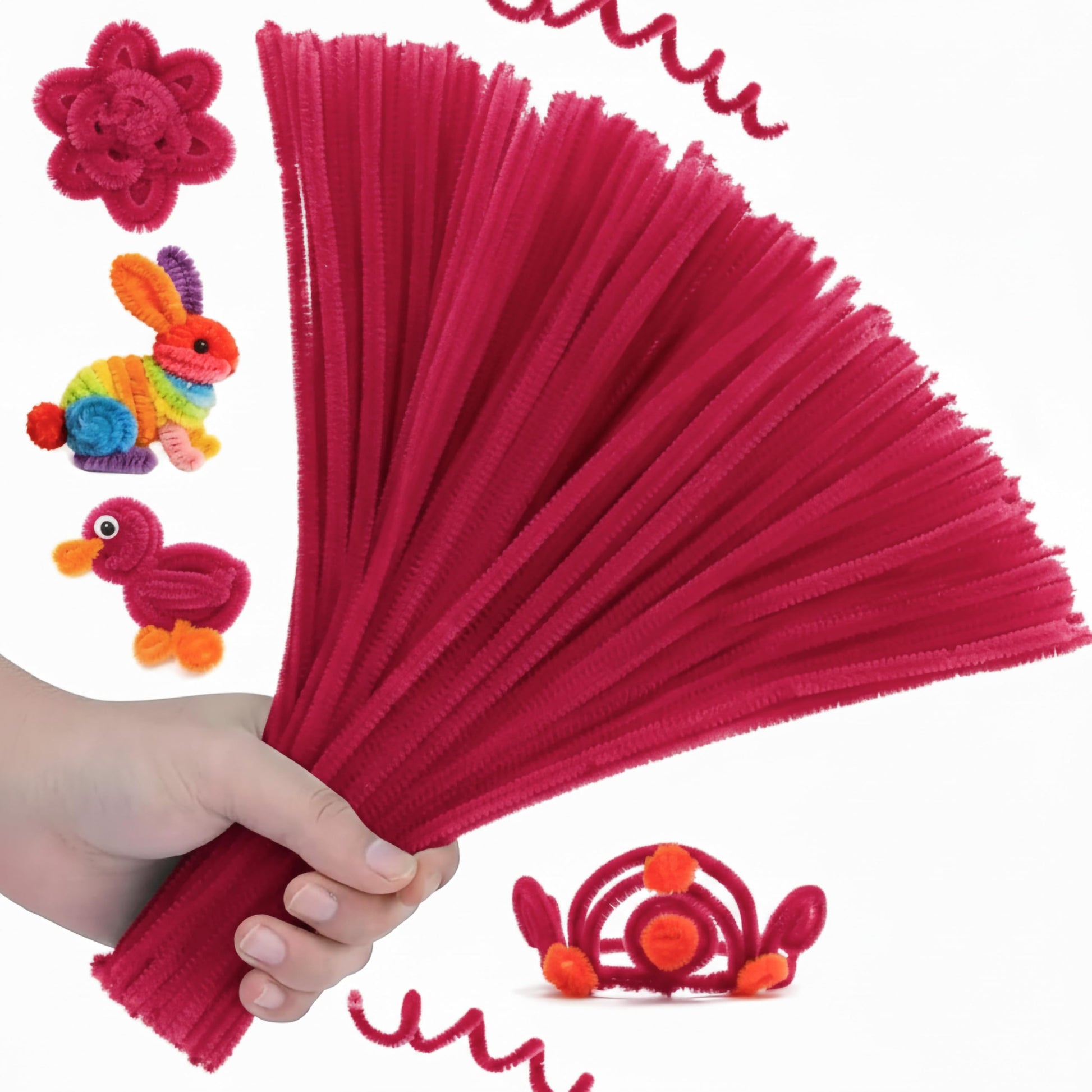 Bring neat handmade detail to DIY decoration and kids creative projects through soft chenille pipe cleaner stems.