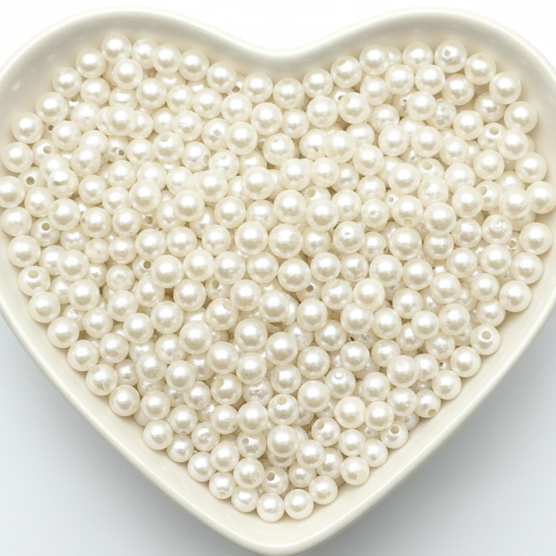 6mm White Pearl Beads for Jewellery Making, 6 mm Plastic White 6MM product image