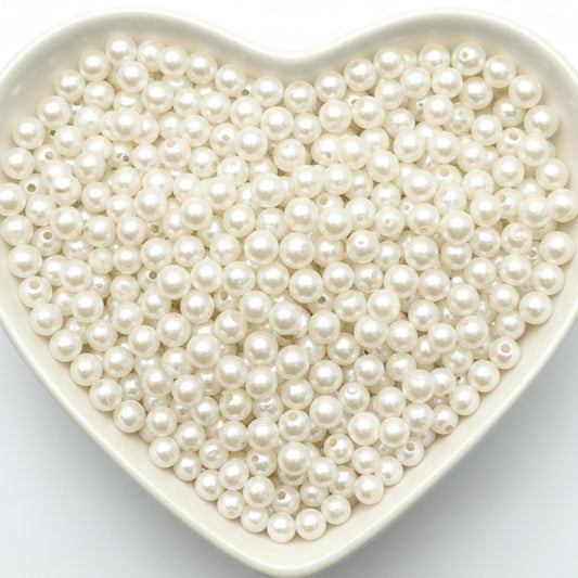 6mm White Pearl Beads for Jewellery Making, 6 mm Plastic White 6MM product image