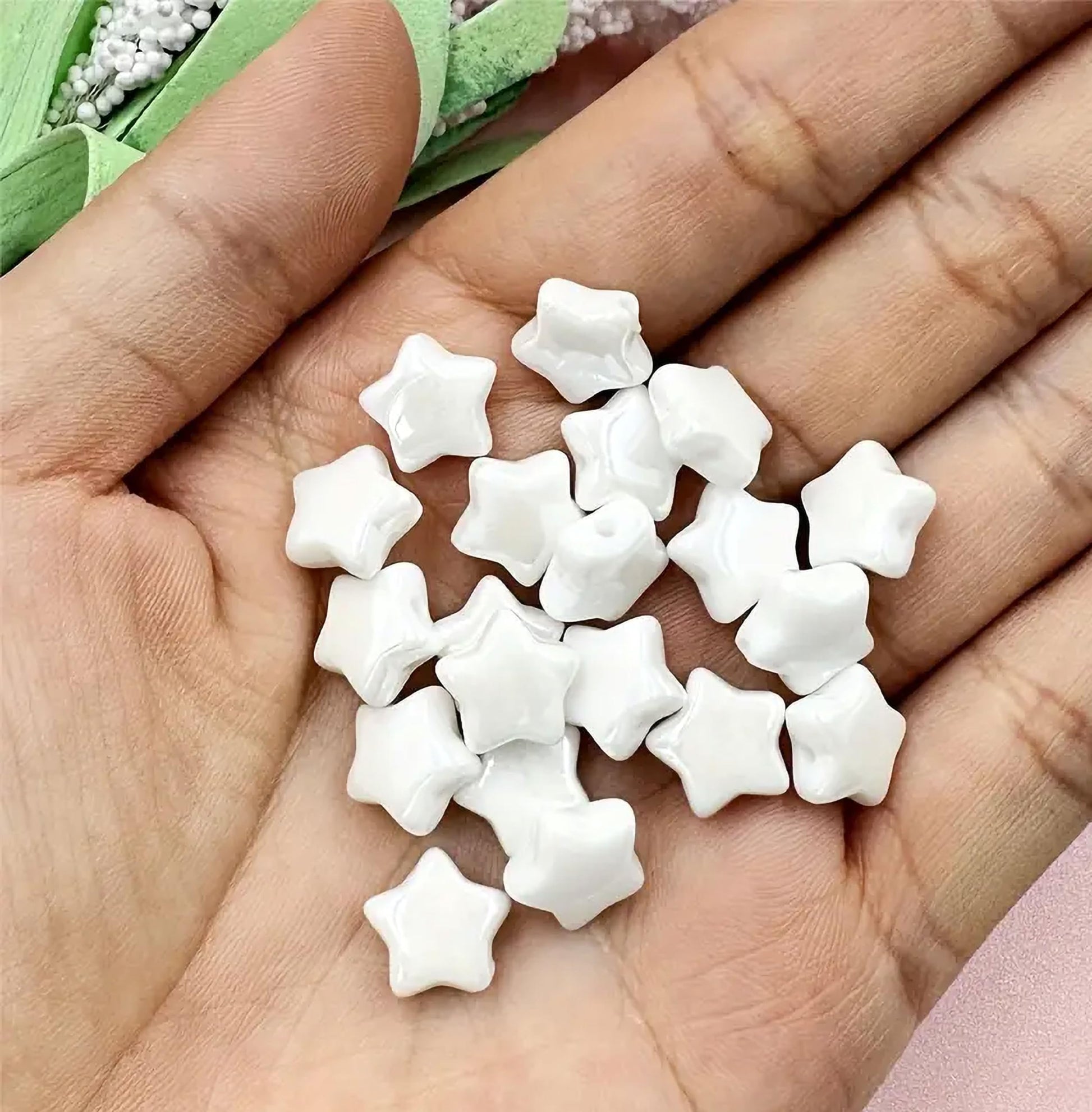 When DIY jewellery projects, beading craft and decorative craft finishing needs a neat decorative finish, white acrylic and plastic beads work well.