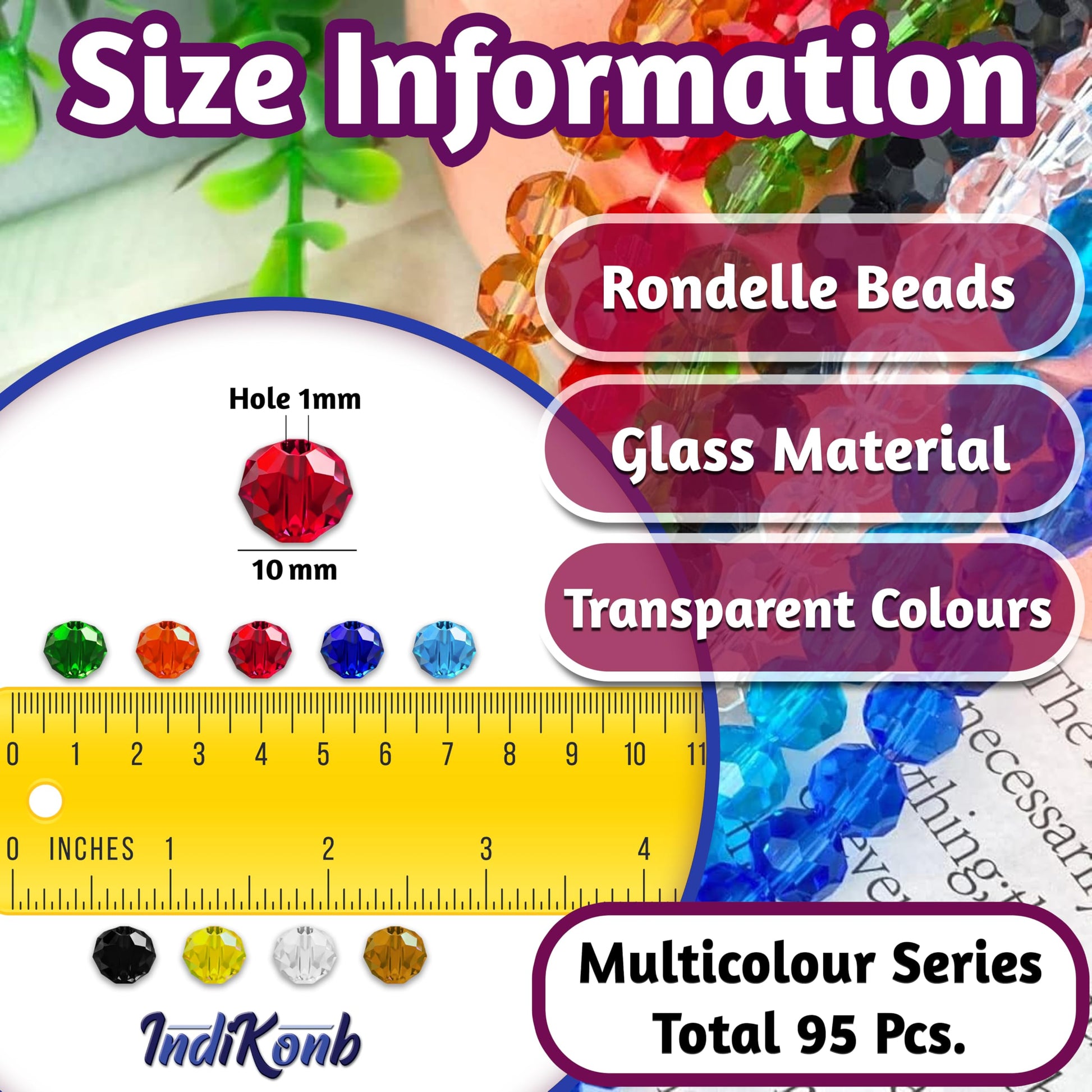 10mm Multicolored Crystal Glass Beads for Jewellery Making Multicolour image 2