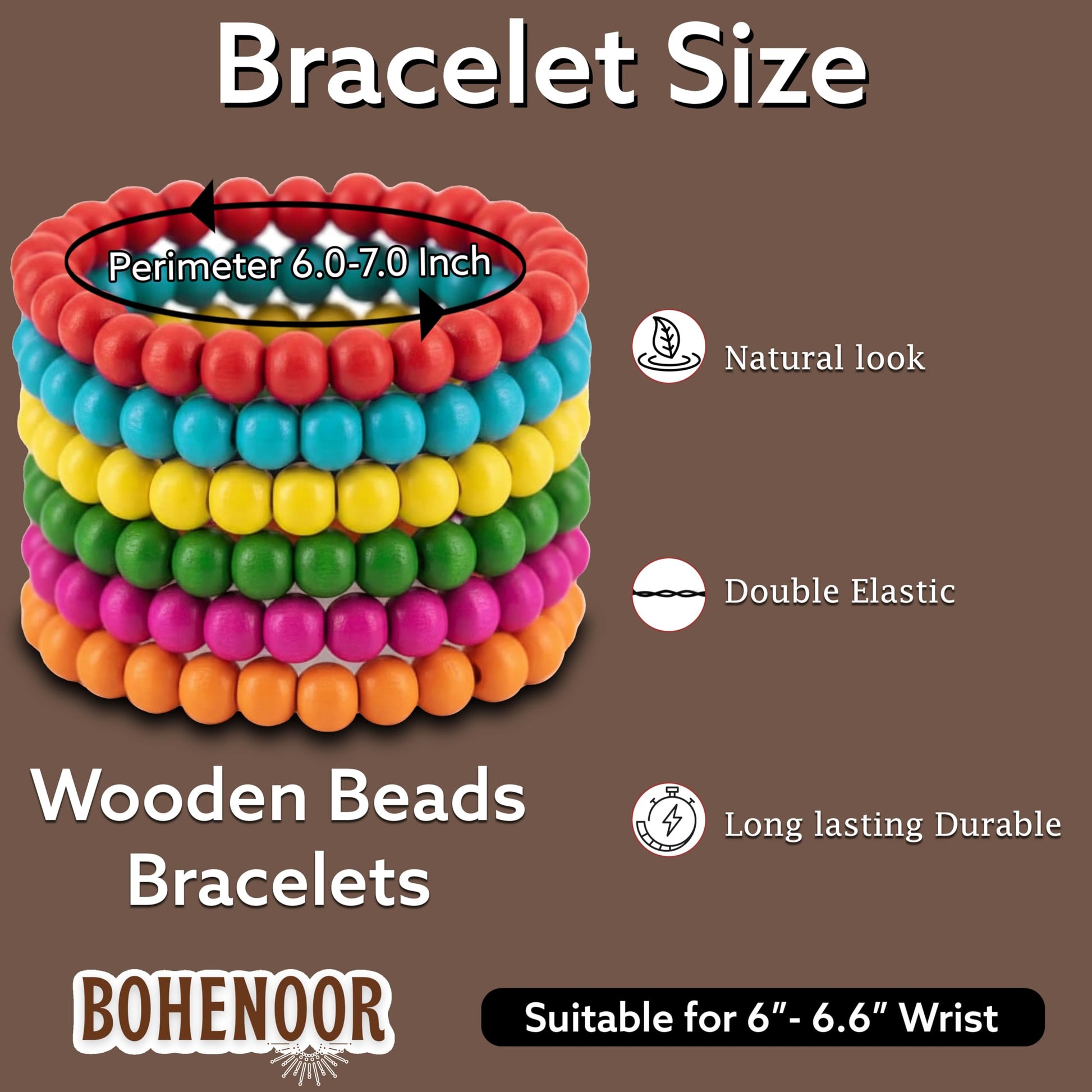 Multicolor Wooden Bead Bracelet Set for Women & Girls Multicolour image 3