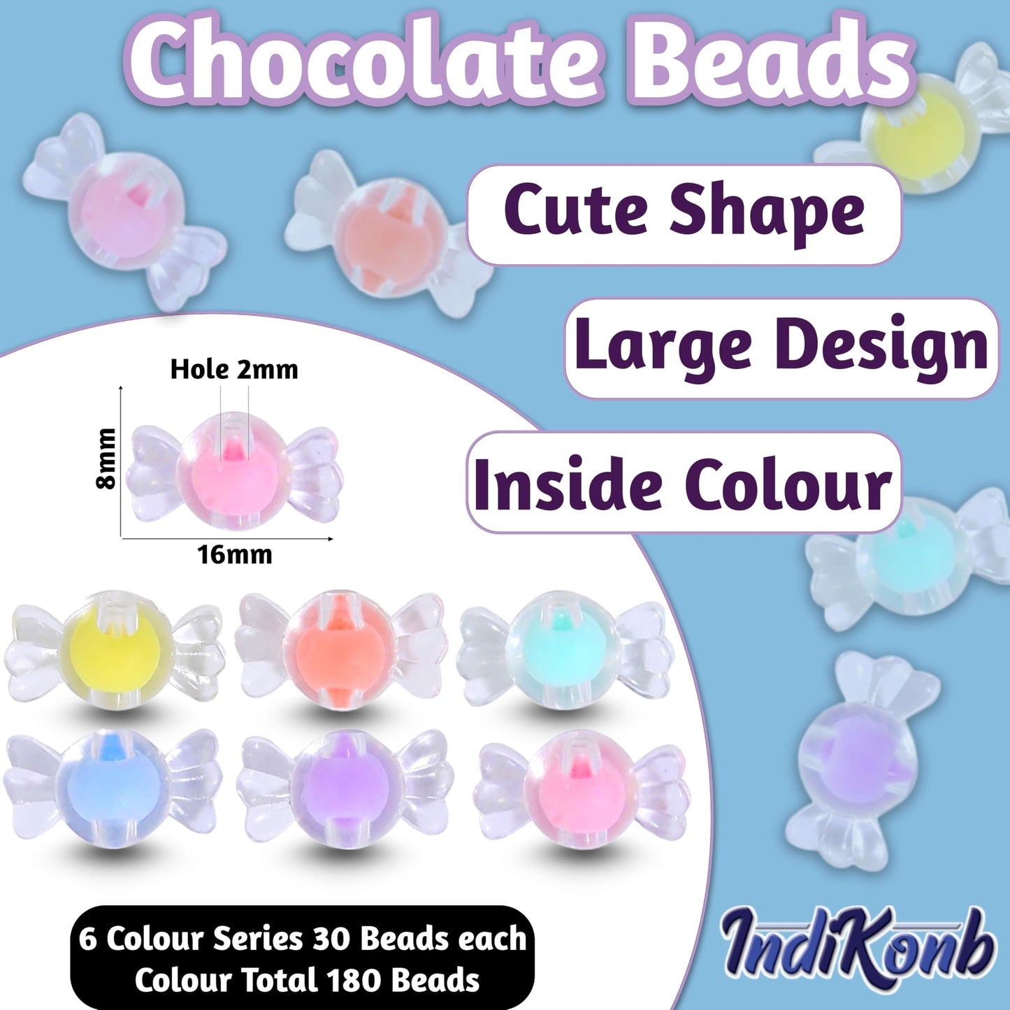 Candy beads and multicolour plastic and acrylic beads fit into necklace making and DIY jewellery projects without making the design feel heavy.