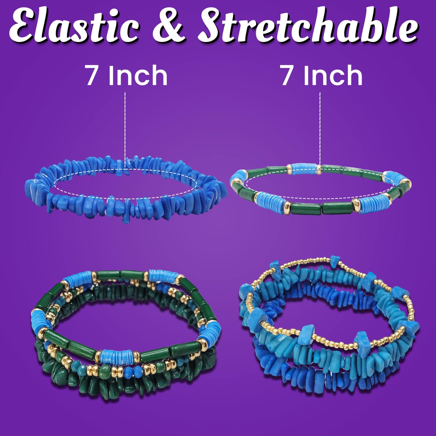 Add a neat decorative finish into gifting, festive outfits and decorative craft finishing with multicolour plastic and elastic bracelet.