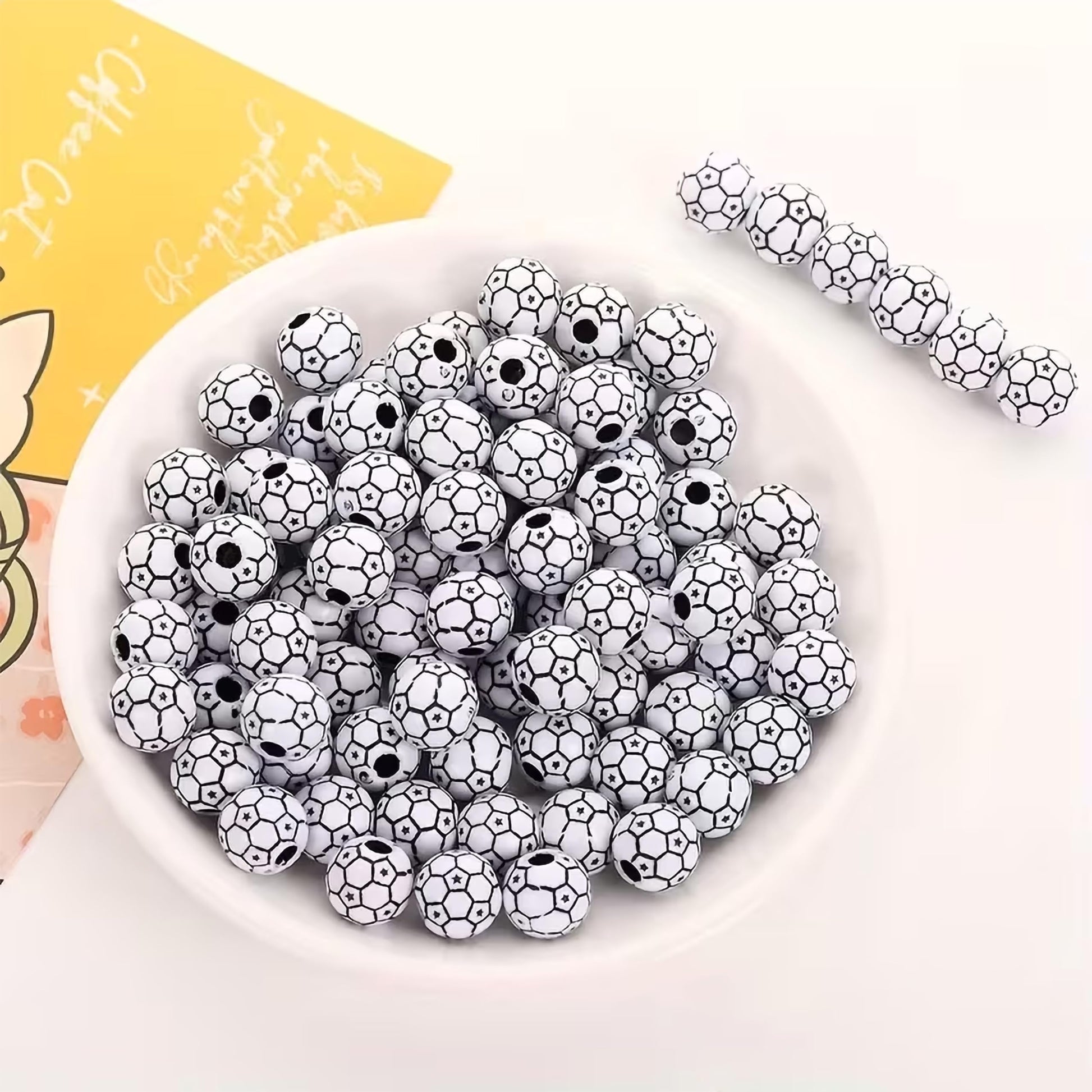 DIY craft beads with classic football pattern design