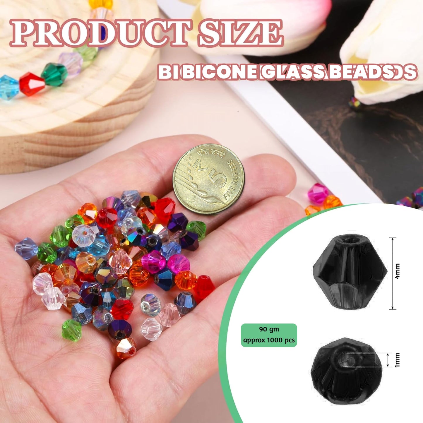 Black Multicolor Kundan Stones for Embroidery and Jewelry. Close-up image showing color, shape, finish, and texture details.