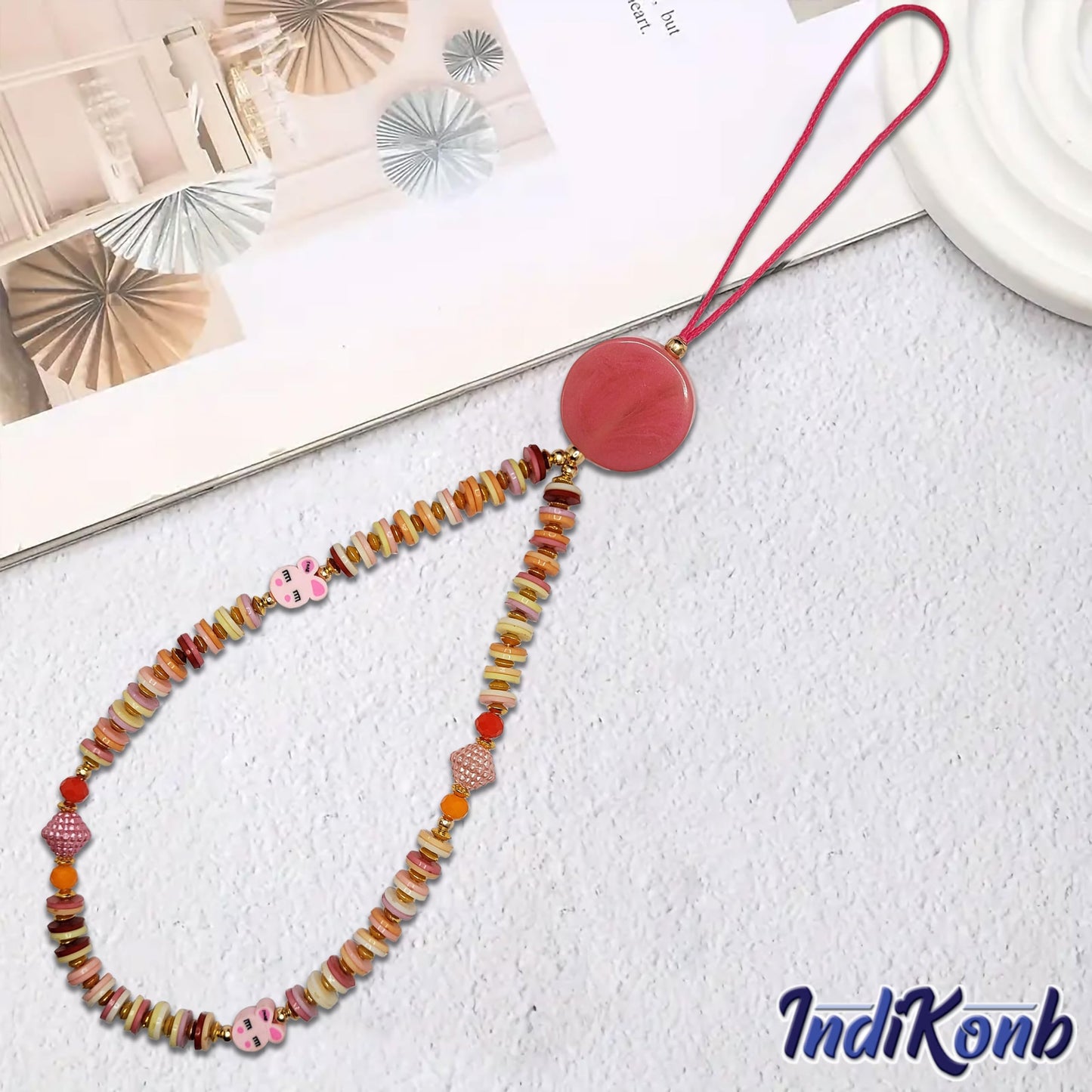 Beaded Phone Charm - Aesthetic Multicoloured Mobile Accessory