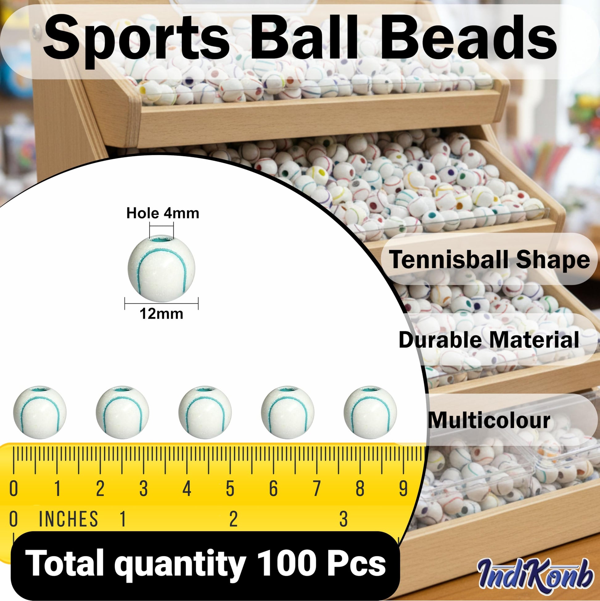 Multicolor wave pattern beads on white base for jewelry making