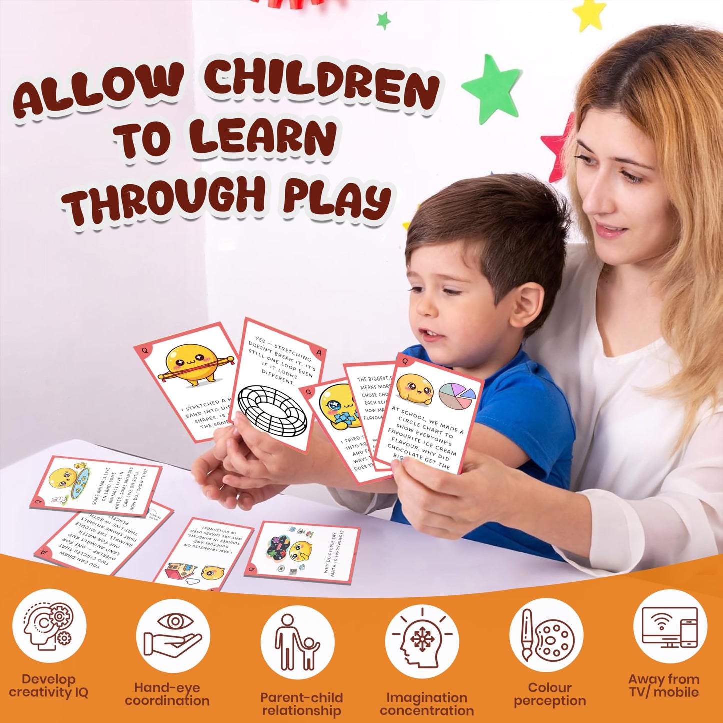 Multi-color Mathematics Flash Cards for Kids Set Paper. Detailed image showing material, texture, and design.