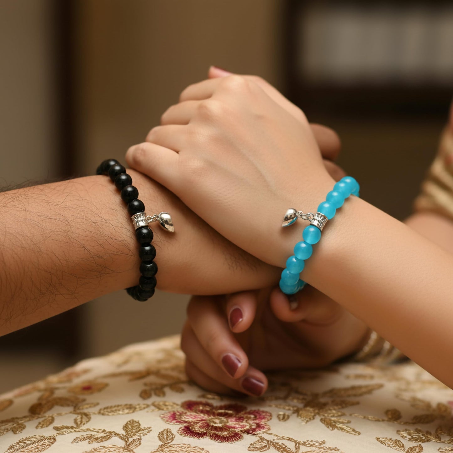 Add meaningful charm detail to everyday outfits with black and blue 1-pair friendship bracelet bands.