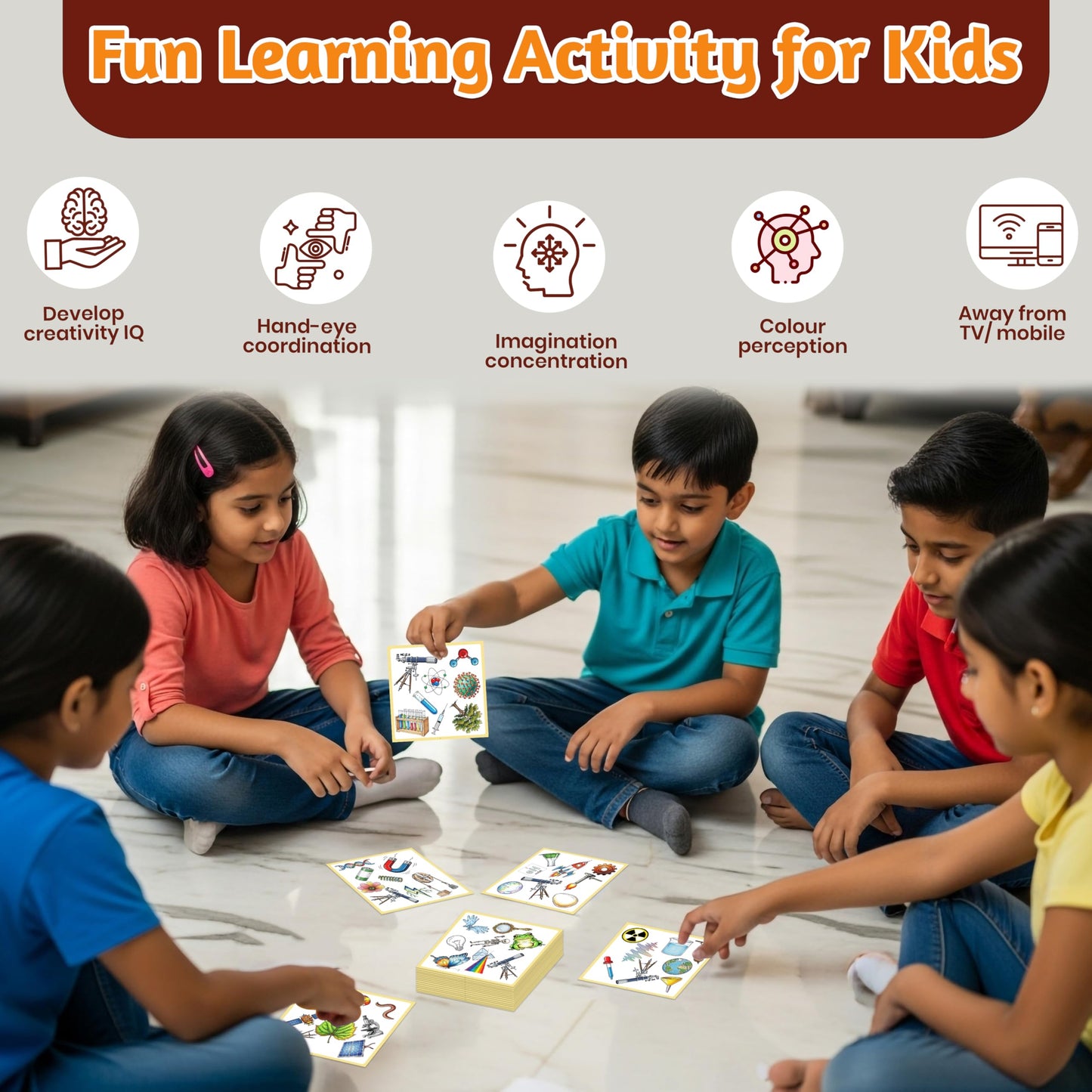 Multicolor Scispot Flash Cards for Kids Paper. Alternate angle image showing product appearance and use.