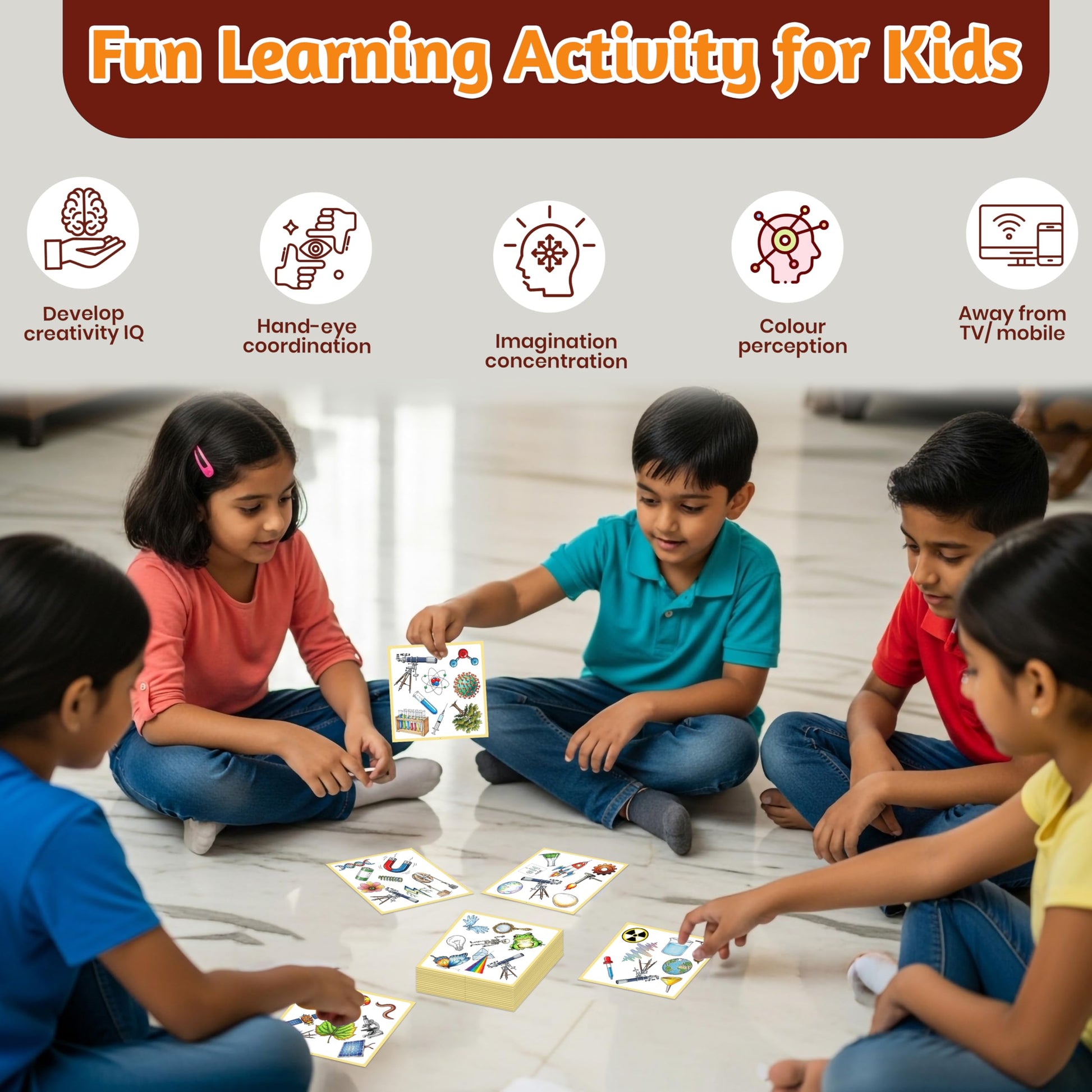 Multicolor Scispot Flash Cards for Kids Paper. Alternate angle image showing product appearance and use.