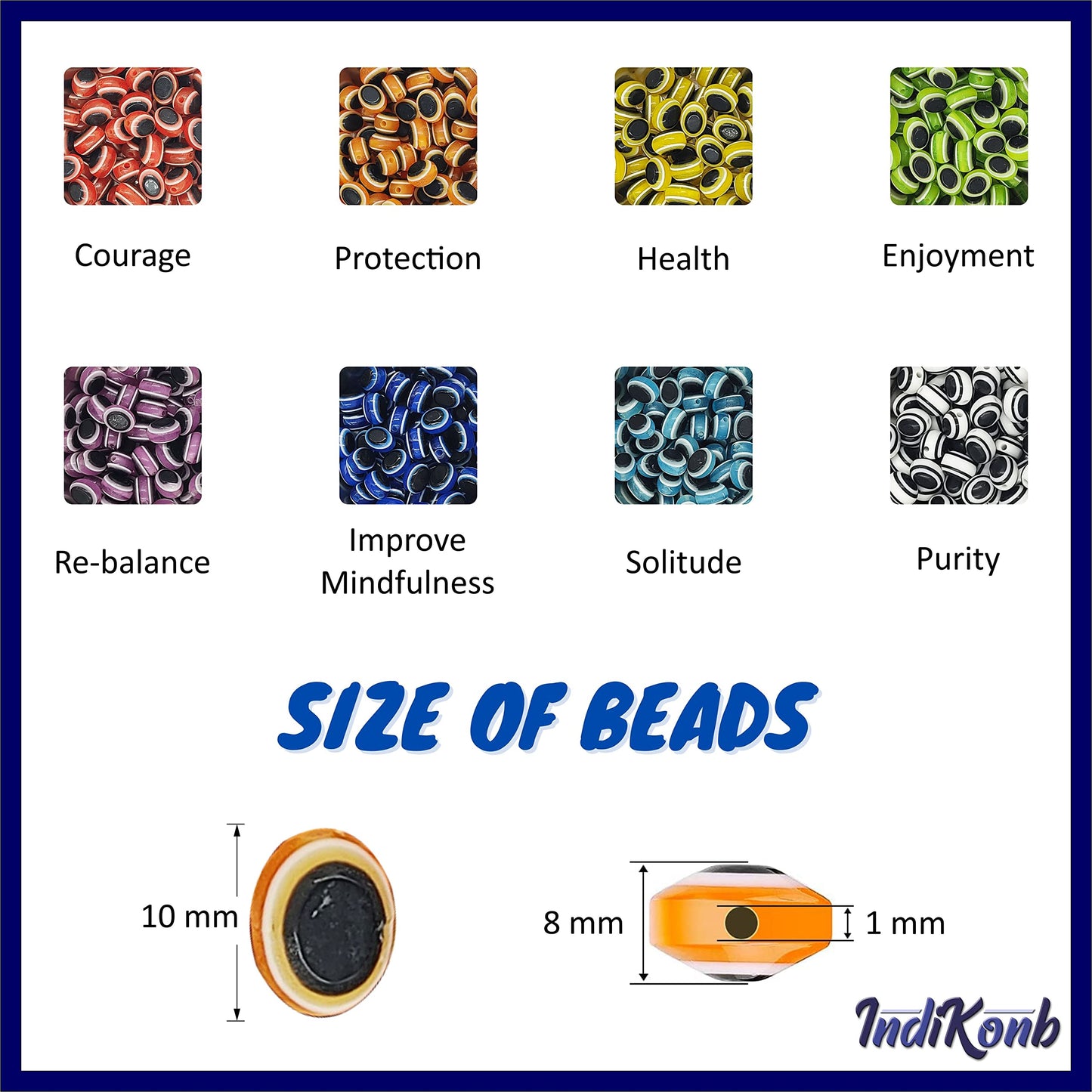 The handmade beadwork accent to handmade projects of blue 1 cm beads supports necklace making and DIY jewellery projects.