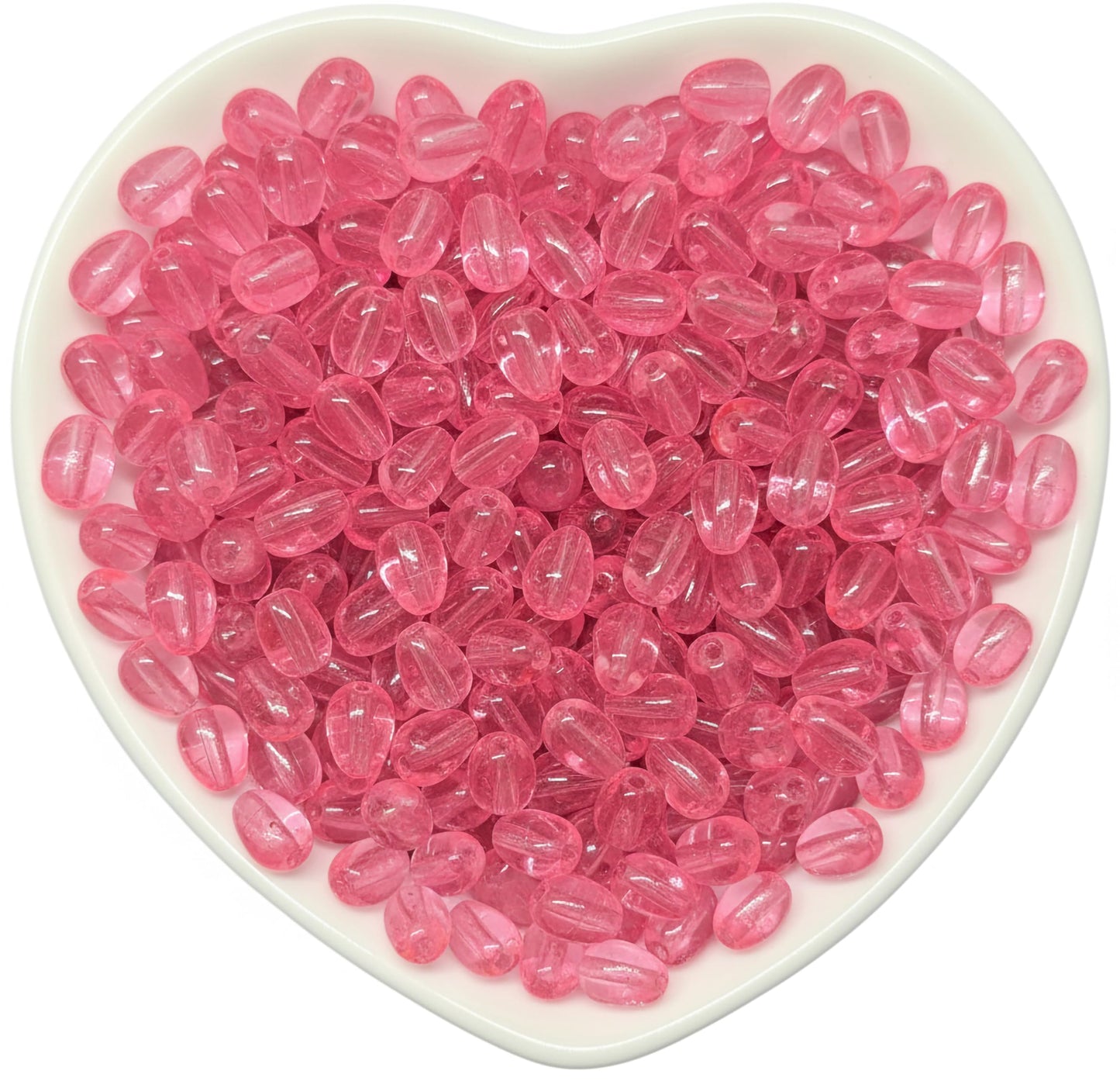 8x5mm pink transparent crystal-style bead pieces add handmade charm to earring drops and latkan designs.