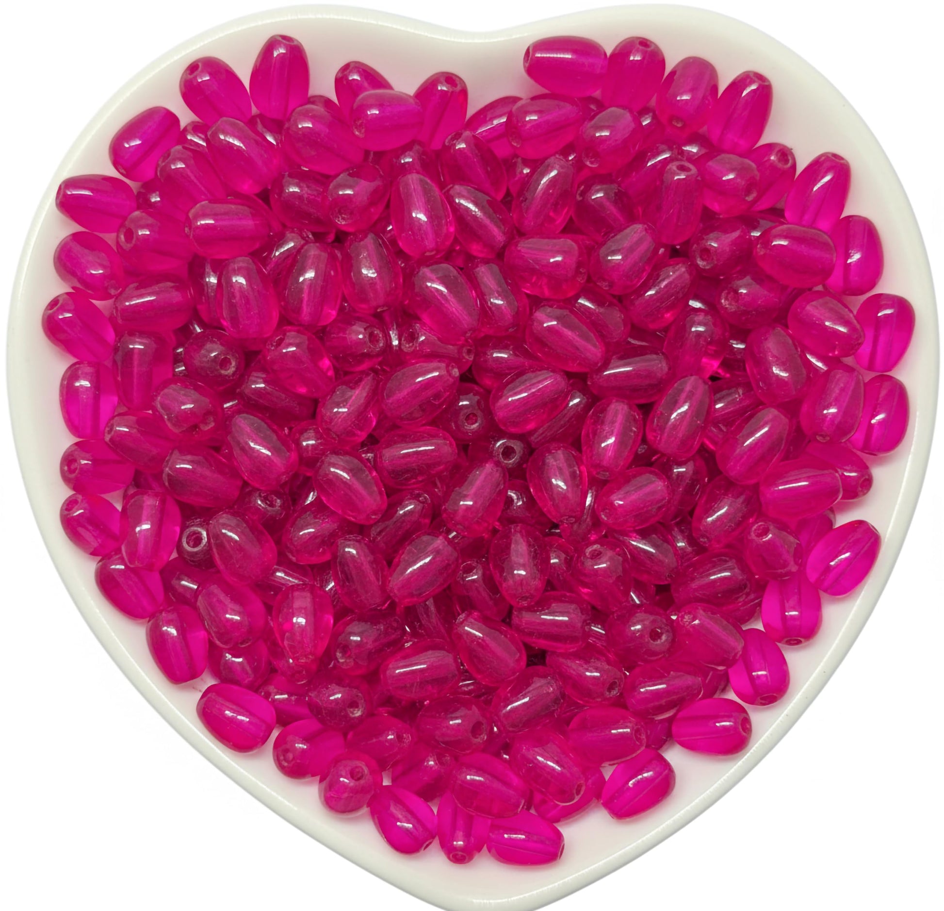 Add a ready-to-use accent to bracelet making with 8x5mm magenta transparent bead drops for saree kuchu work.