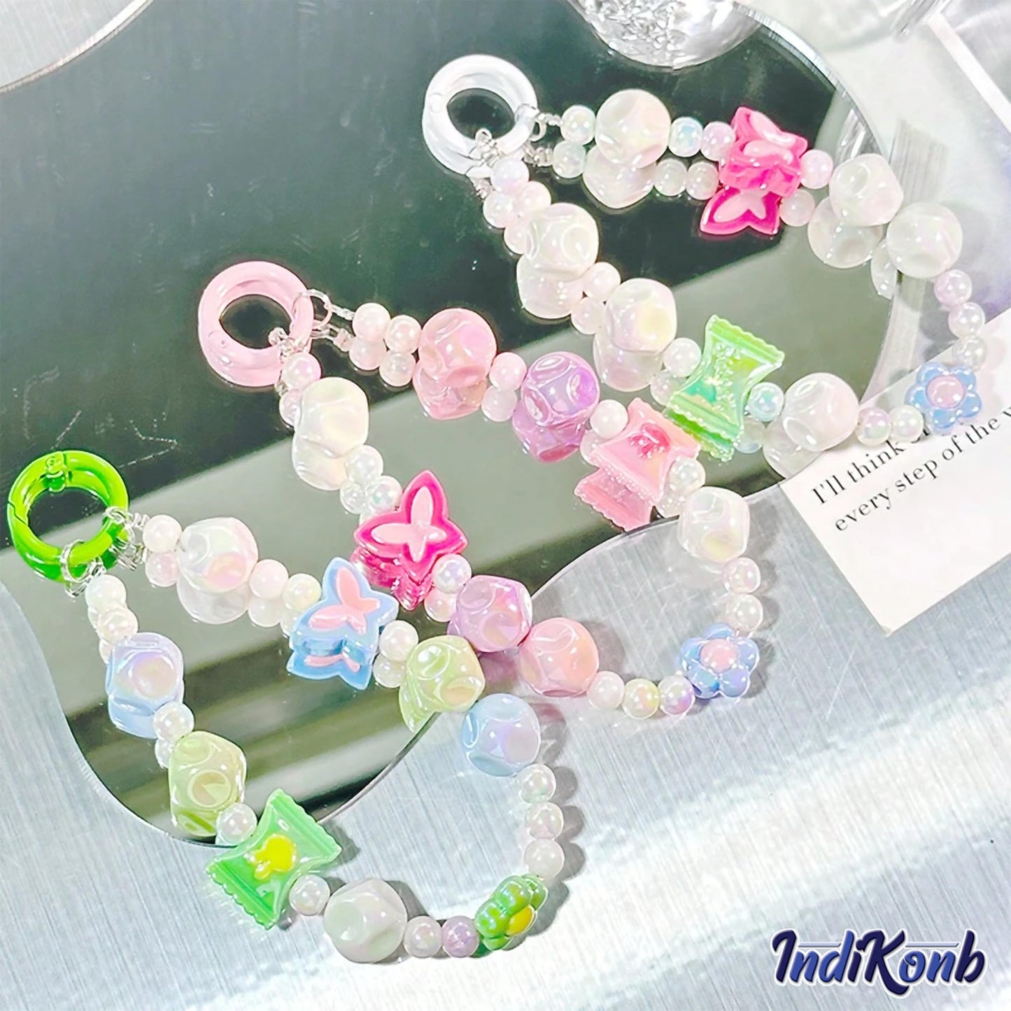 Multicolor 50 Pcs Multicolour Pastel Cute Large Fancy Beads for Phone Acrylic. Additional close-up image highlighting material texture and color variety.