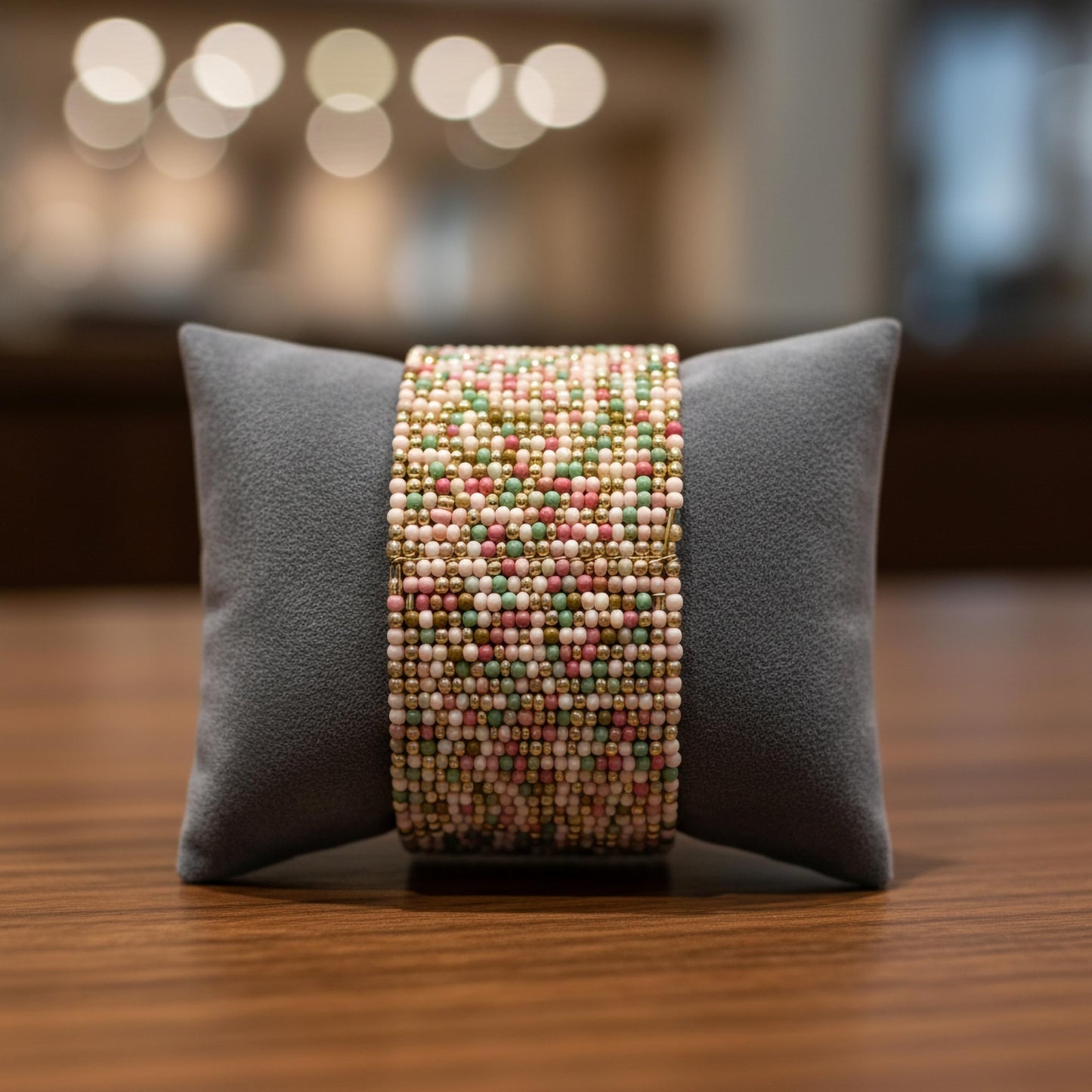 Vibrant seed bead cuff bracelet stacked bangle look