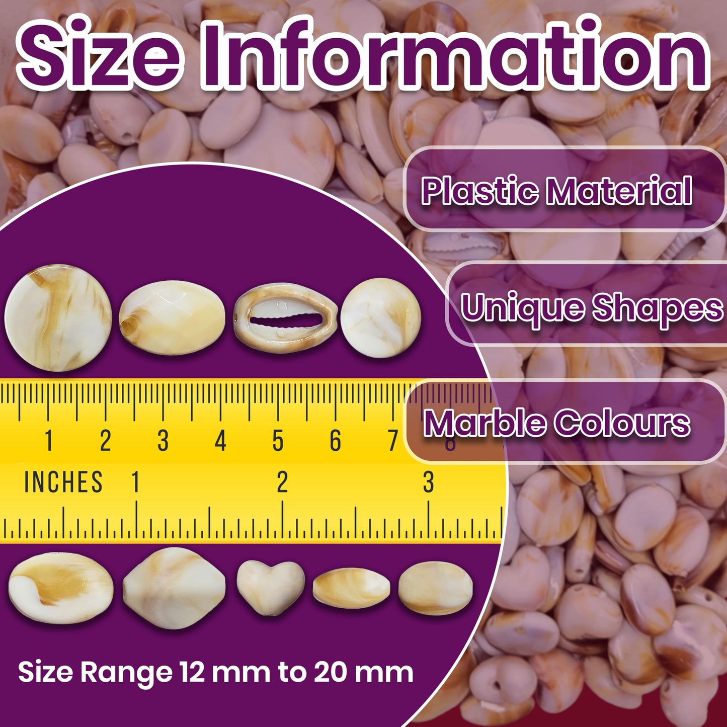 For polished results in necklace making and DIY jewellery projects, white brown 12mm to 20mm beads help complete the design.