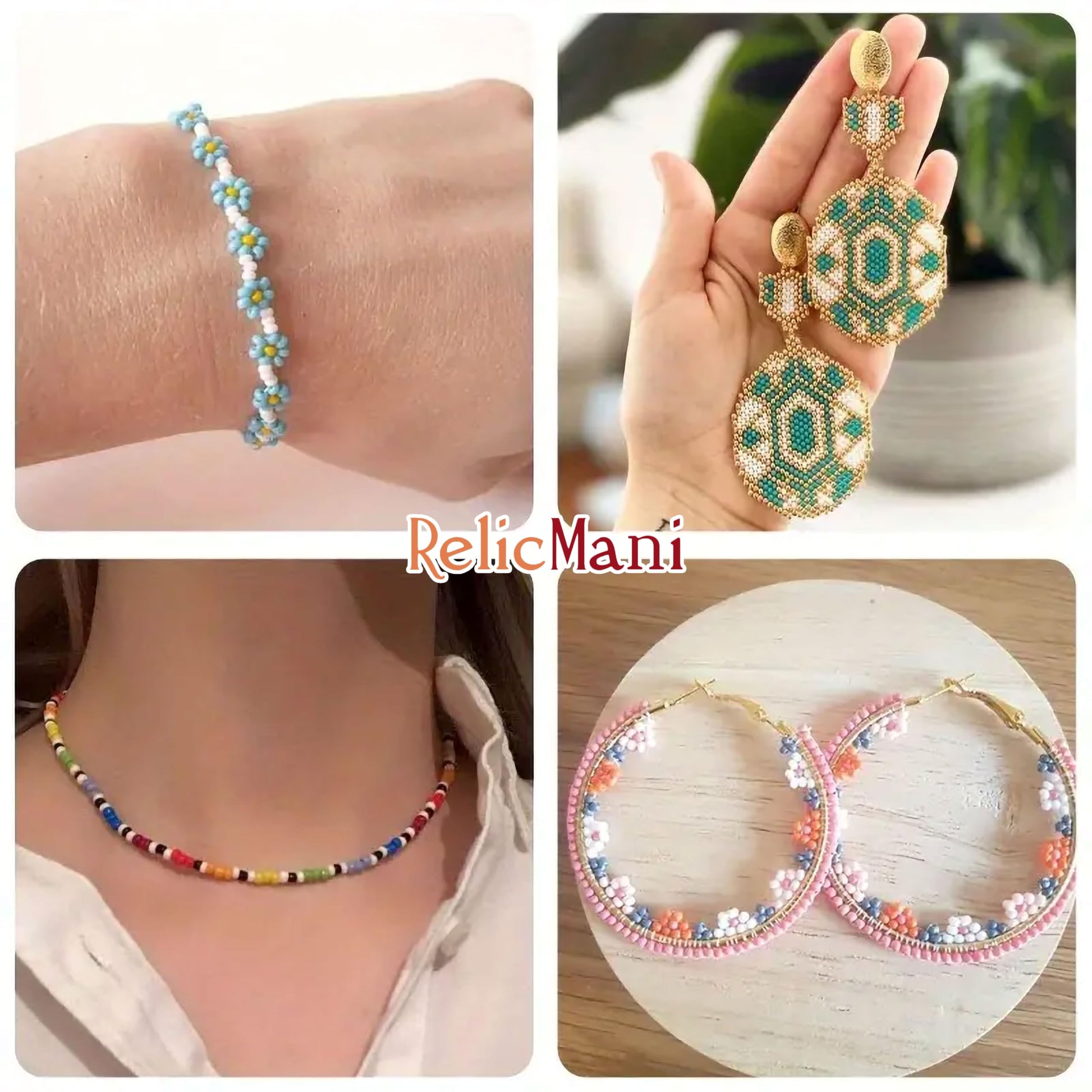 Beading craft can be finished with multicolour 3mm beads for neat craft texture, useful in handmade accessories and bracelet making with thread detail.
