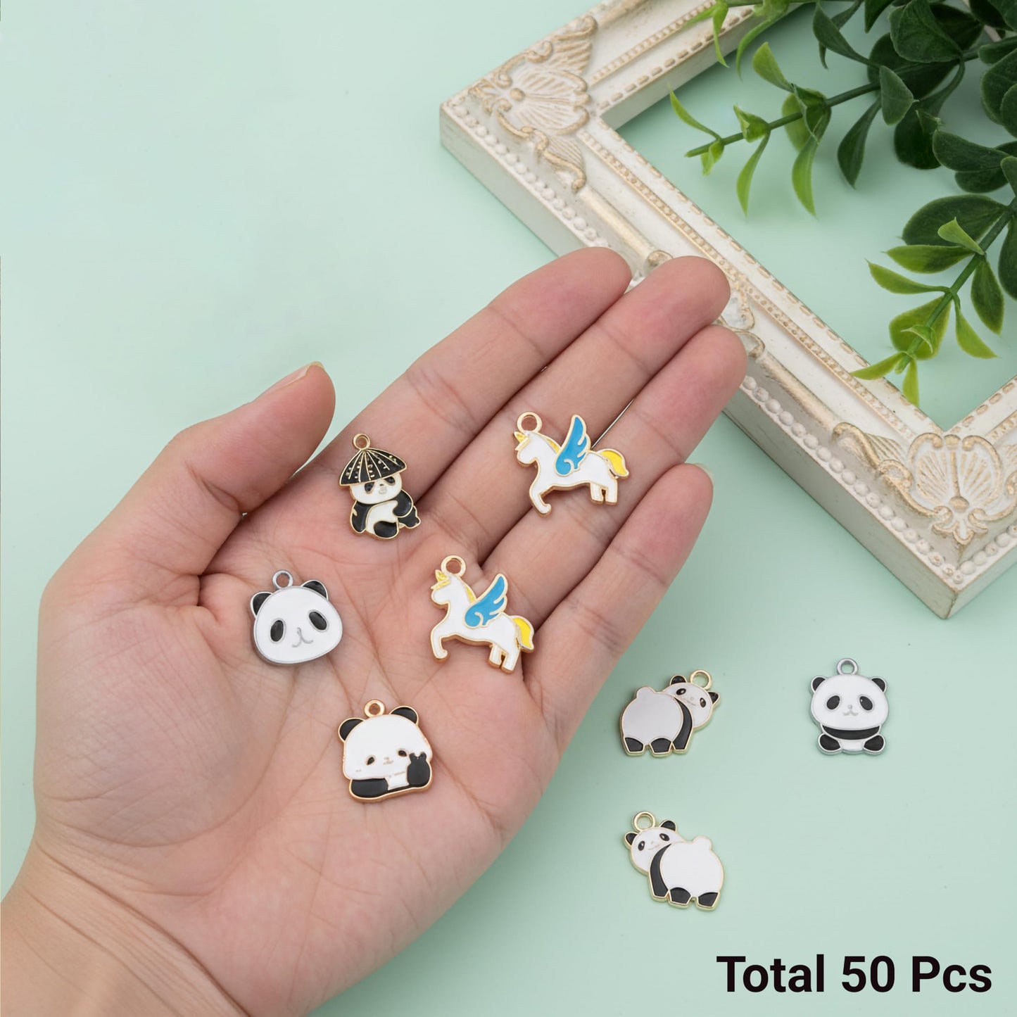 Add a cute handmade accent to handmade projects into keychains and DIY jewellery projects with multicolour 50 pieces charms.