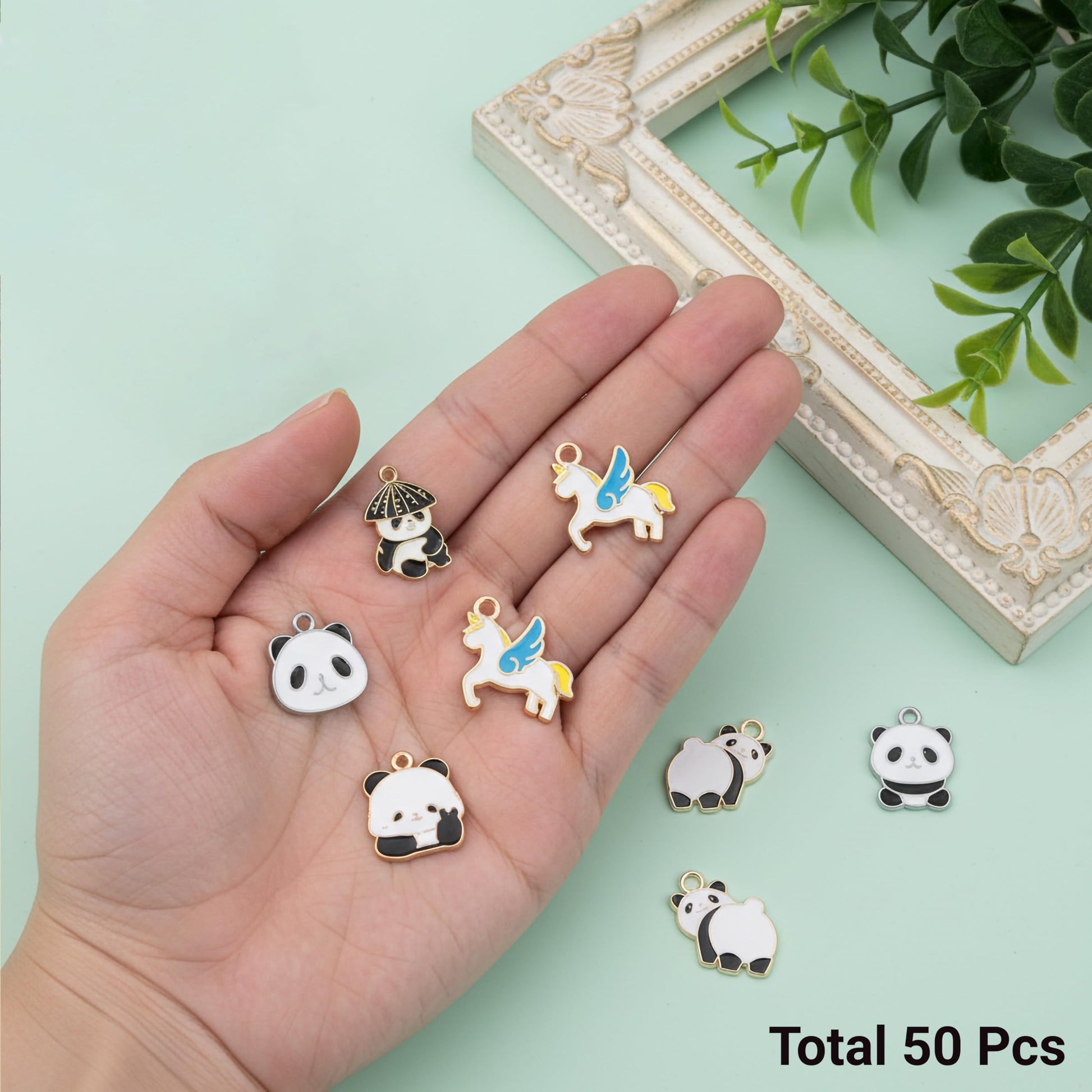 Add a cute handmade accent to handmade projects into keychains and DIY jewellery projects with multicolour 50 pieces charms.