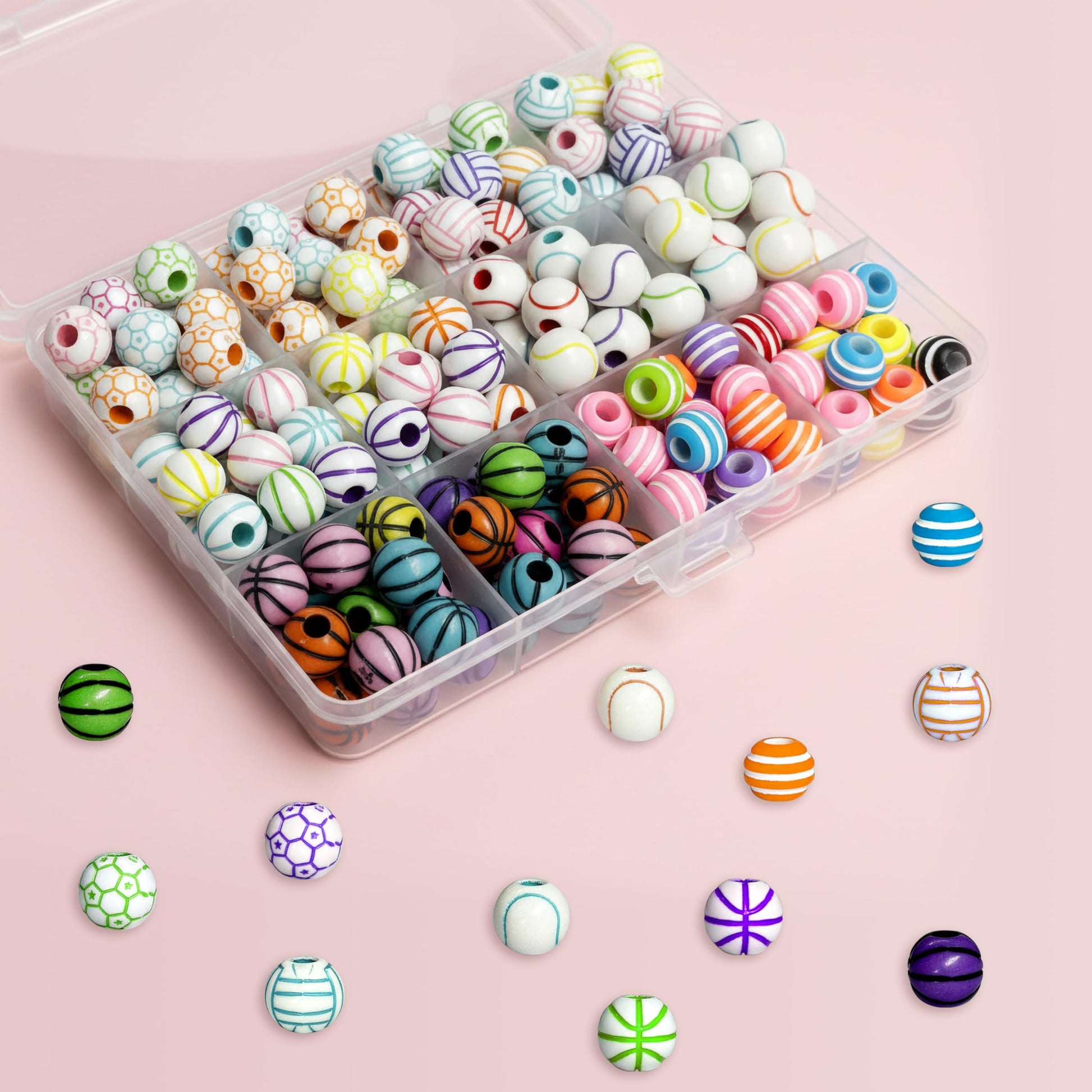 Multicolor Sports Ball Beads Kit, Colorful Acrylic Multicolour 2 image 3