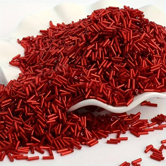 Red and silver 5mm bugle small cut cylinder silverline tubes 5mm shiny helps create clean in DIY craft projects, creative hobby work and decorative handmade designs.