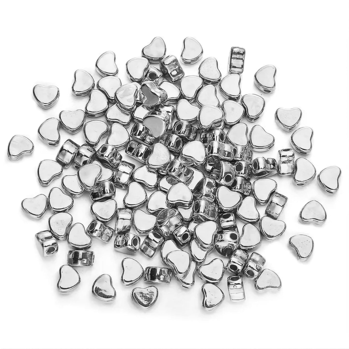 Heart silver and gold plastic and acrylic beads help shape a polished result for bracelet making, necklace making and DIY jewellery projects.