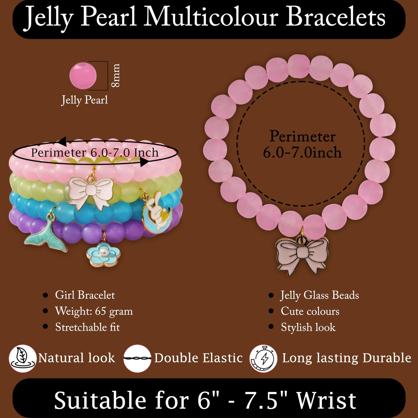 Layer this 4-piece bracelet set for a playful stack-ready wrist look.
