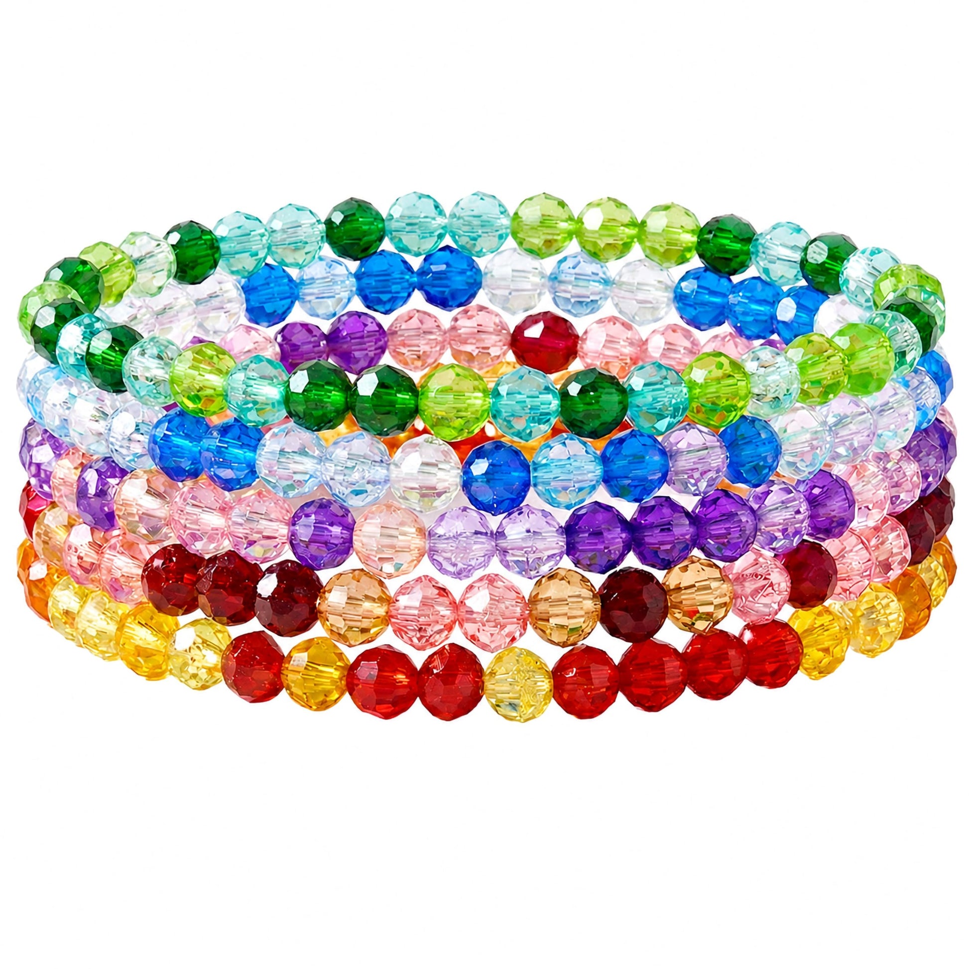 Add easy sparkle to wrist stacks with a multicolor faceted beaded bracelet for women and girls.