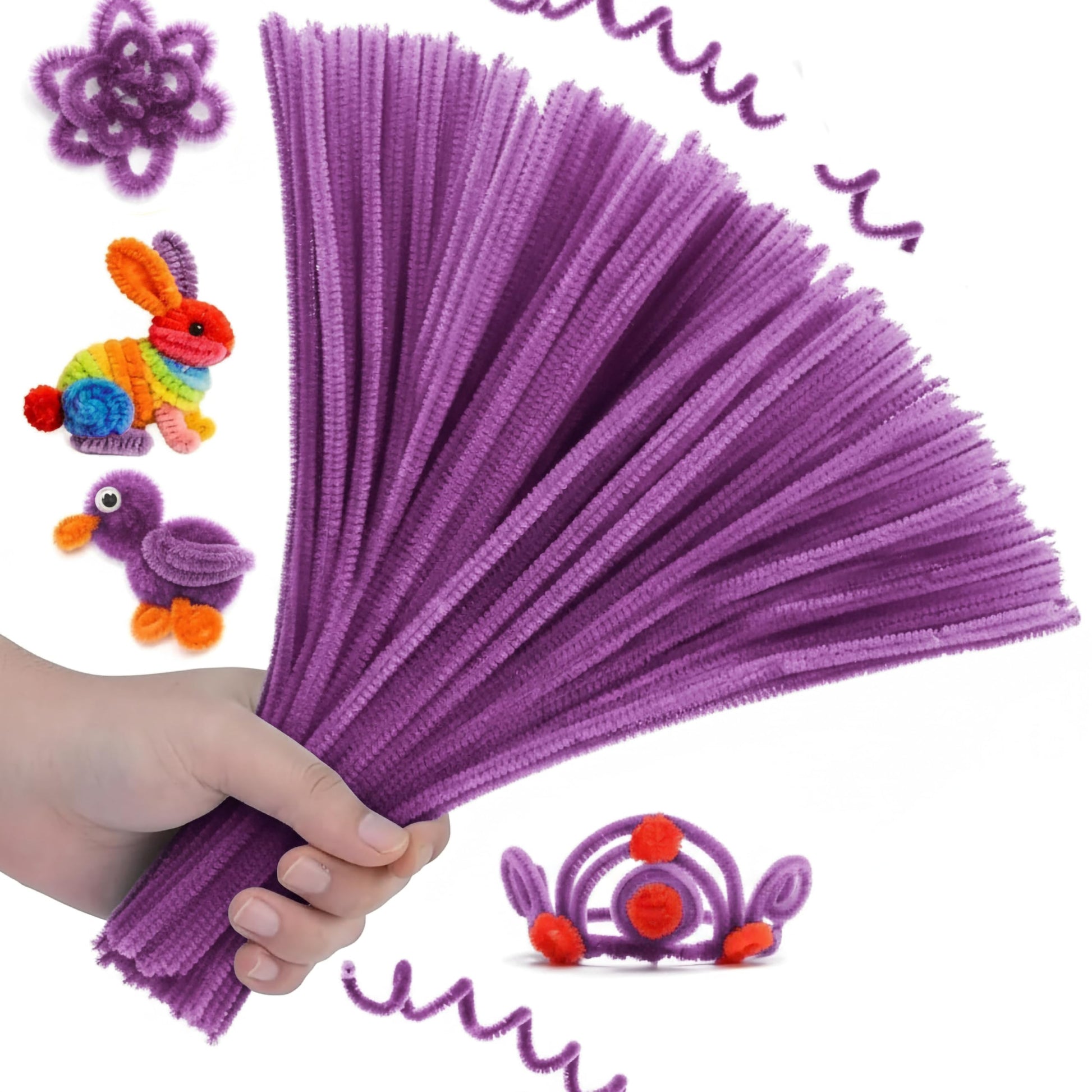 These soft chenille pipe cleaner stems bring soft fuzzy texture to DIY decoration and kids creative projects.