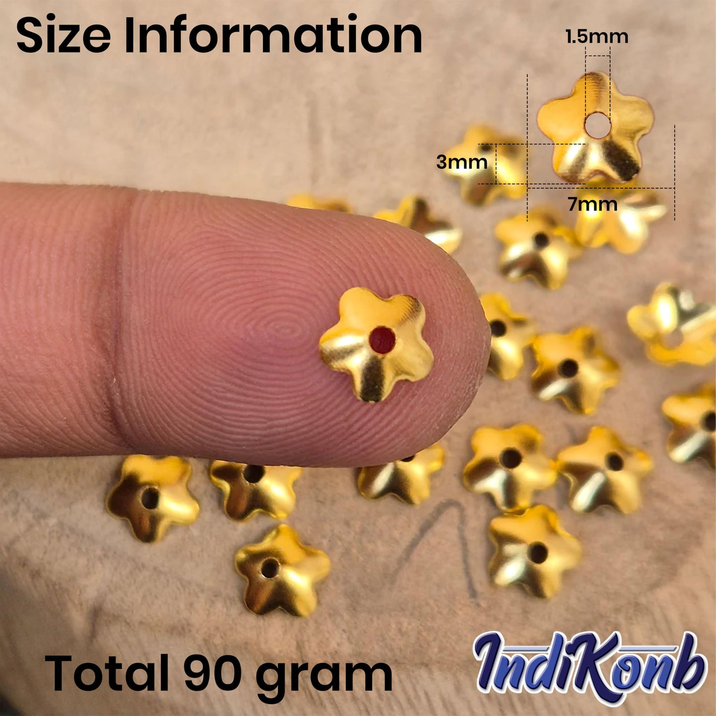 Golden Bead Caps for Jewellery Making, Assorted Metal Flower Gold02 image 2