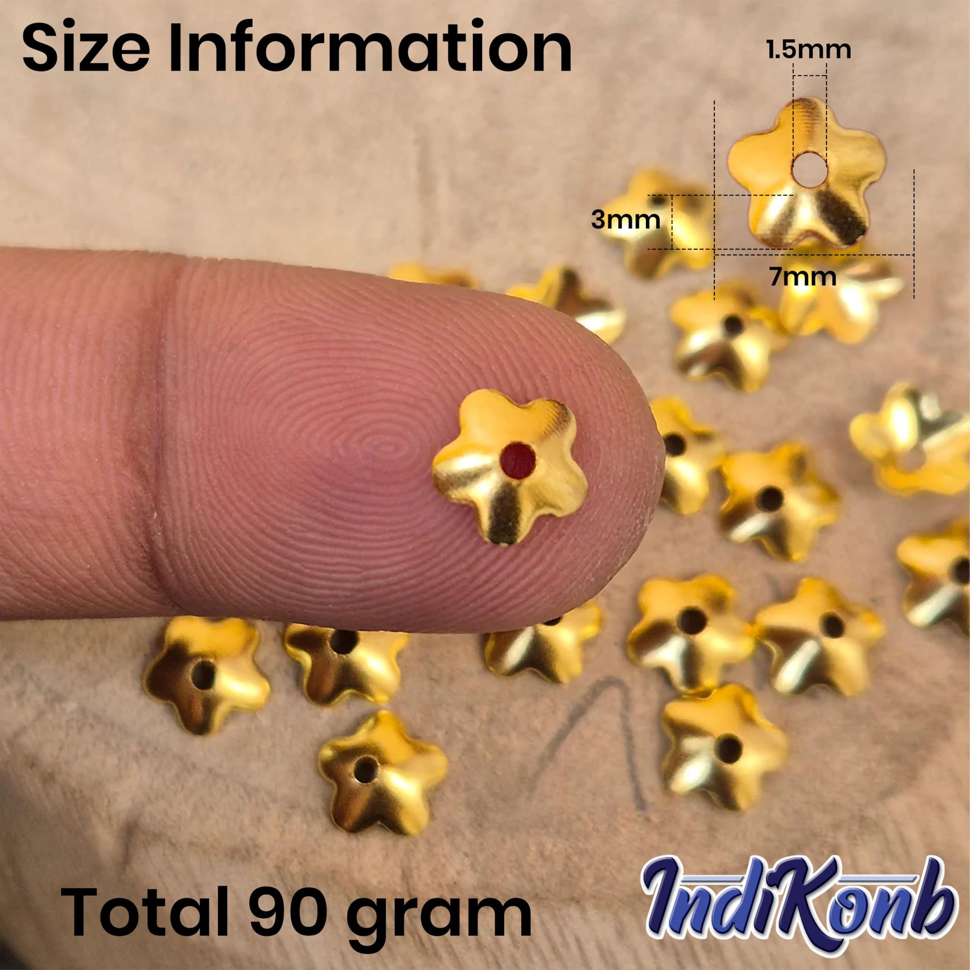 Golden Bead Caps for Jewellery Making, Assorted Metal Flower Gold02 image 2