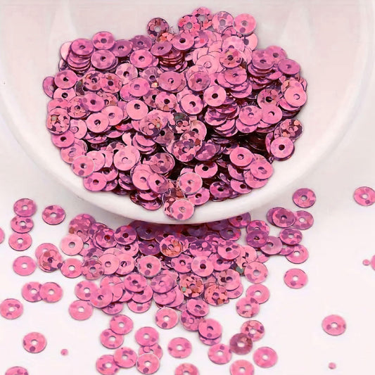 Pink 4mm sequins round shape 4mm sitara sequins with holes fit into Embroidery for embroidery, craft decoration and fabric embellishment without making the design feel heavy.