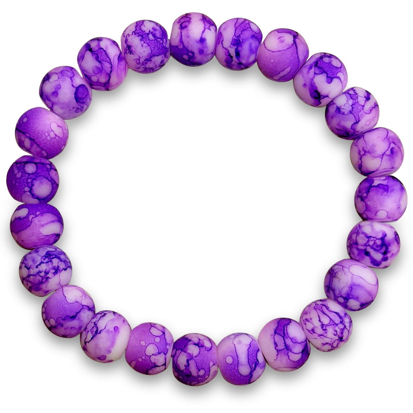 Add a soft marble accent to daily wristwear with a purple beaded bracelet for girls.